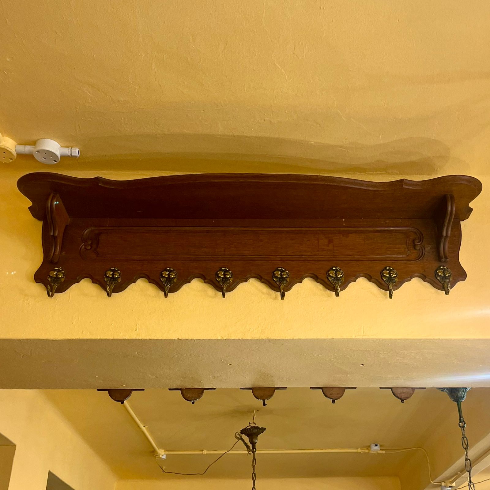 Charming Antique French Oak Wall Coat Rack