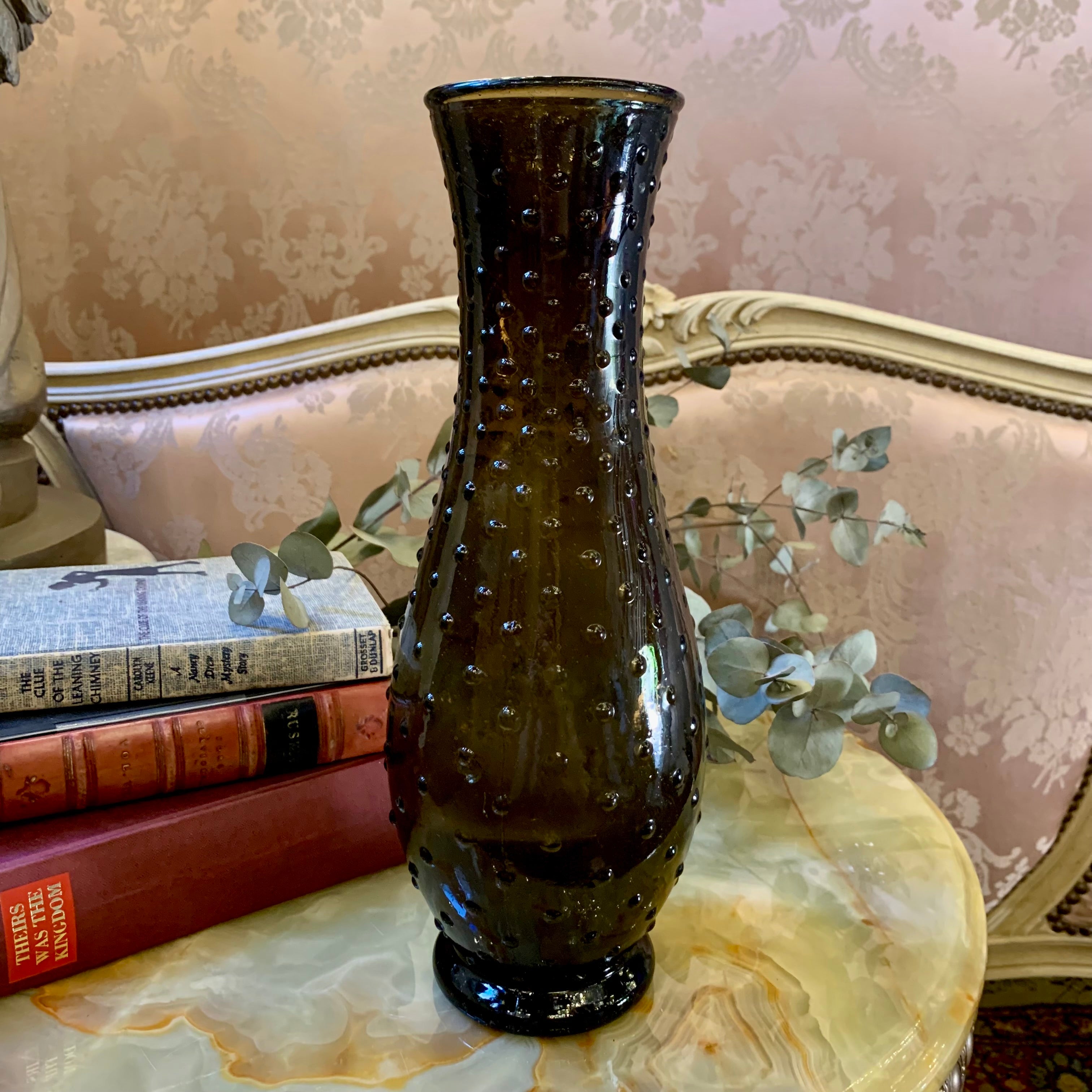 Divine Large Black Embossed Murano Vase - SOLD