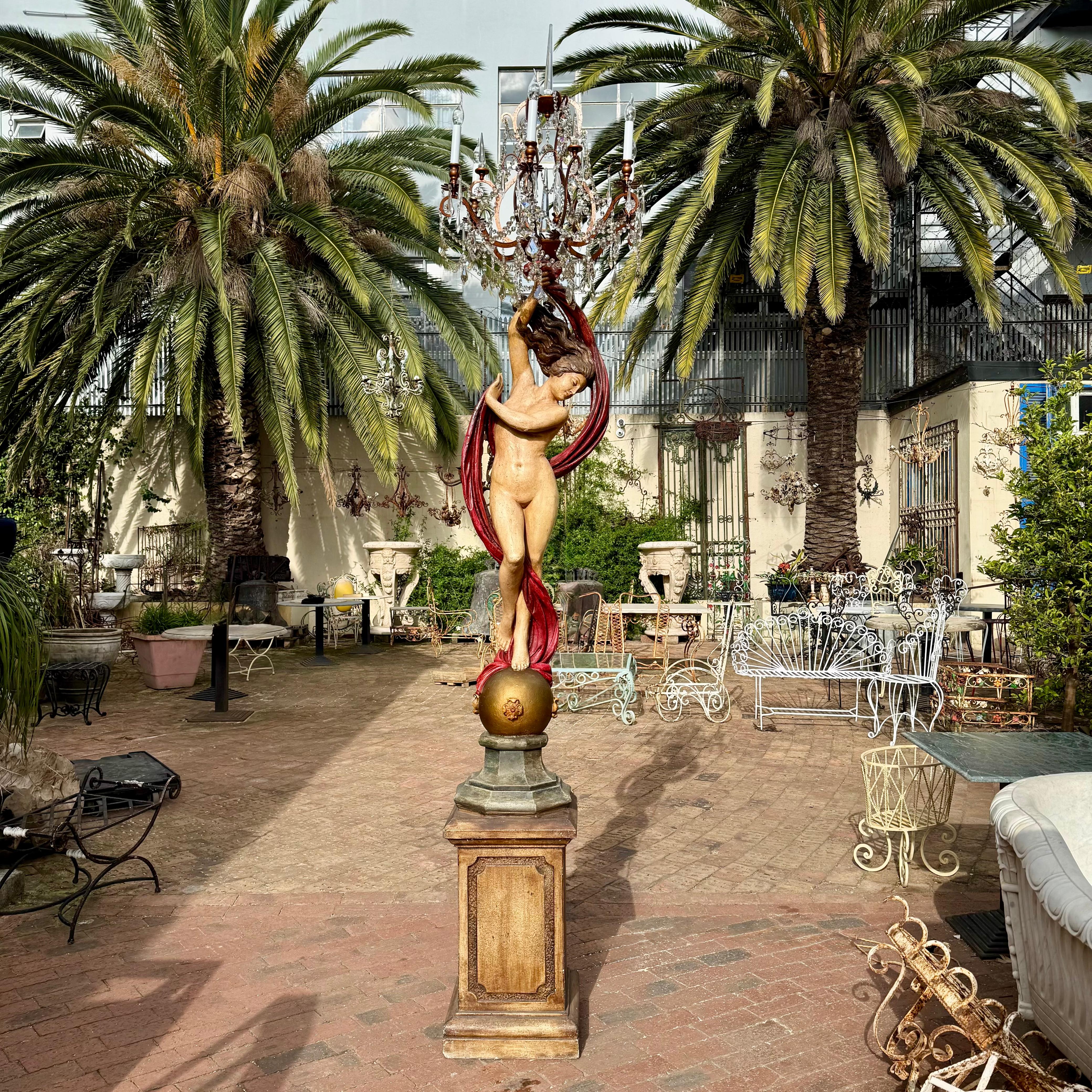 Art Deco Standing Chandelier with Nude Muse, c.1930s - SOLD