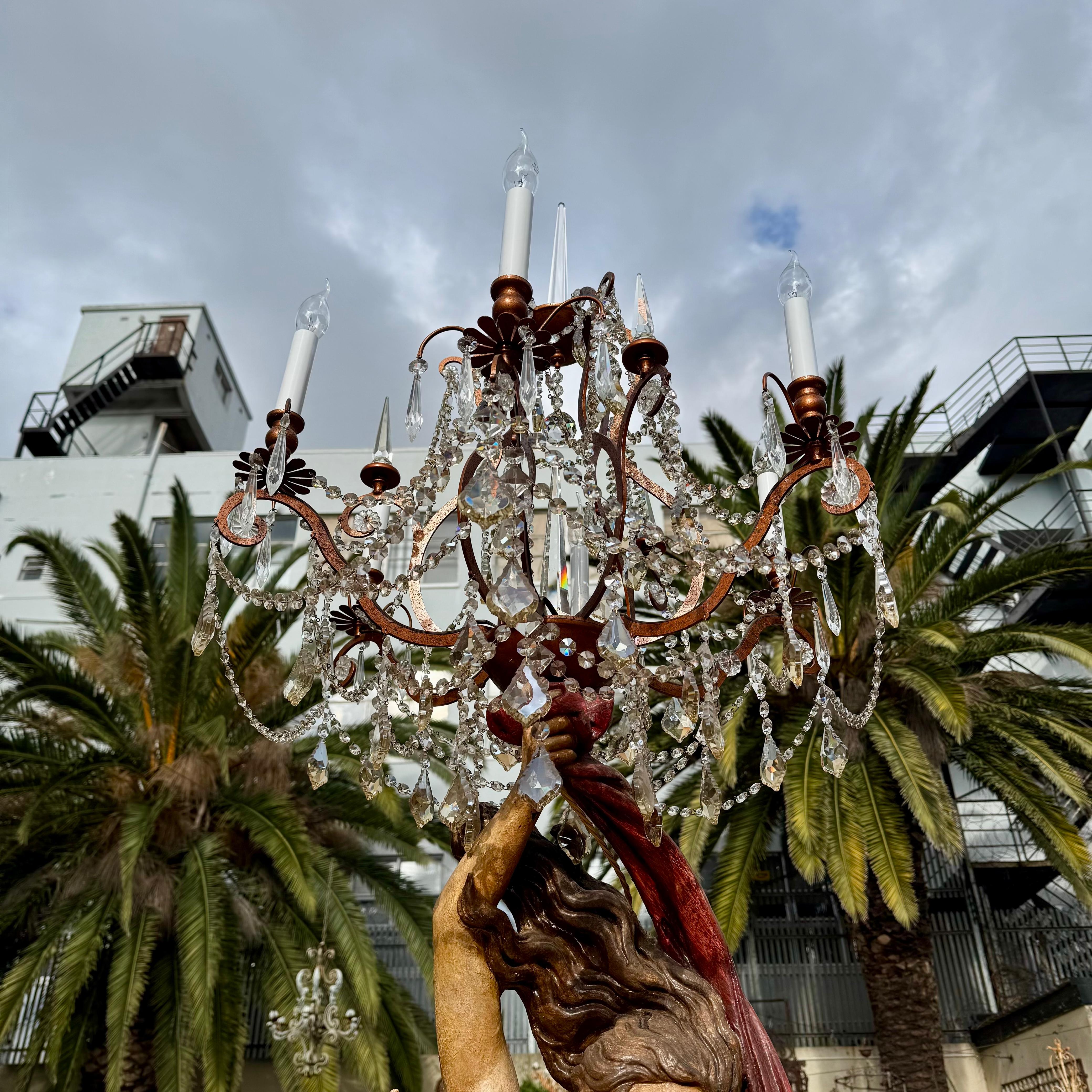 Art Deco Standing Chandelier with Nude Muse, c.1930s - SOLD