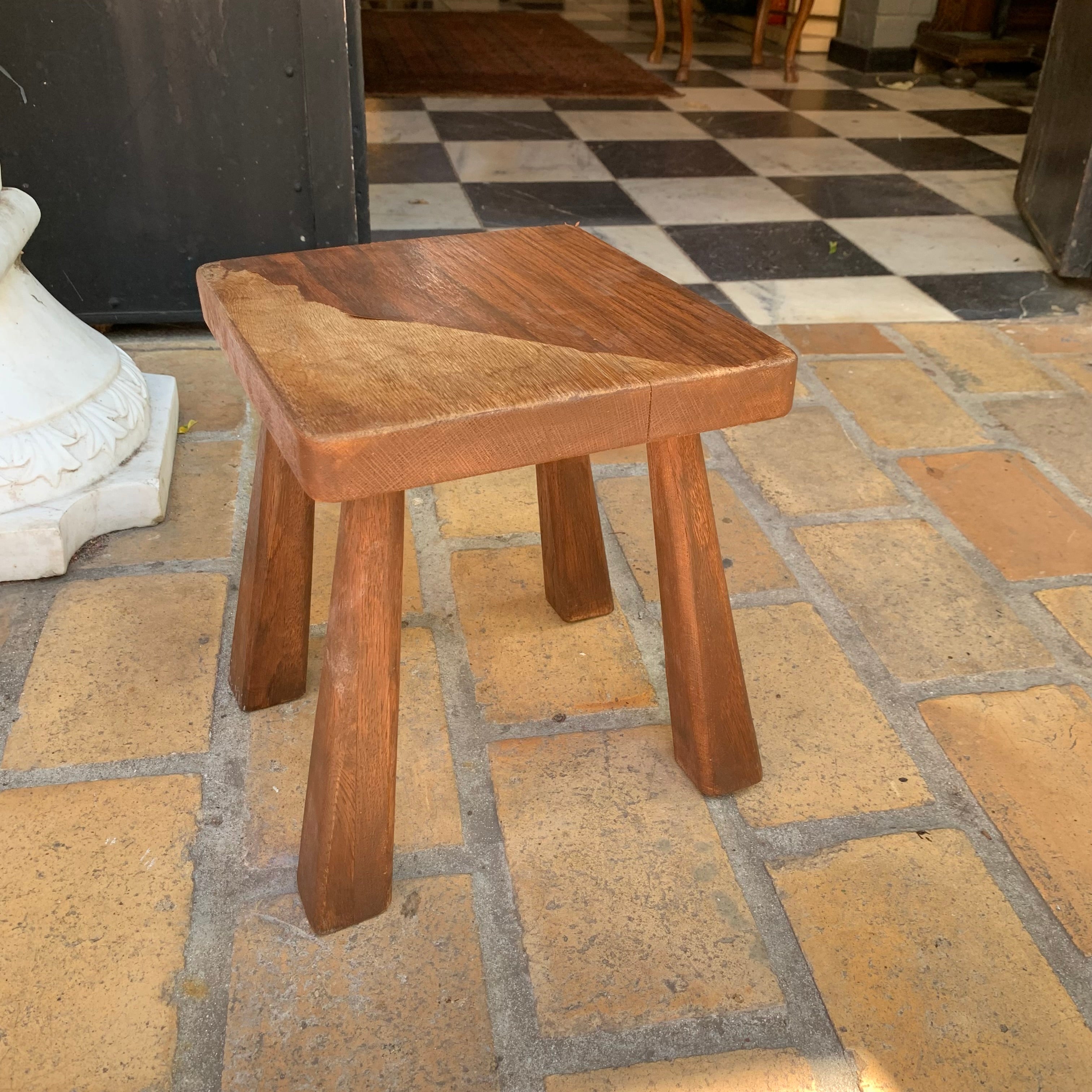 Small Antique Oak Stool - SOLD