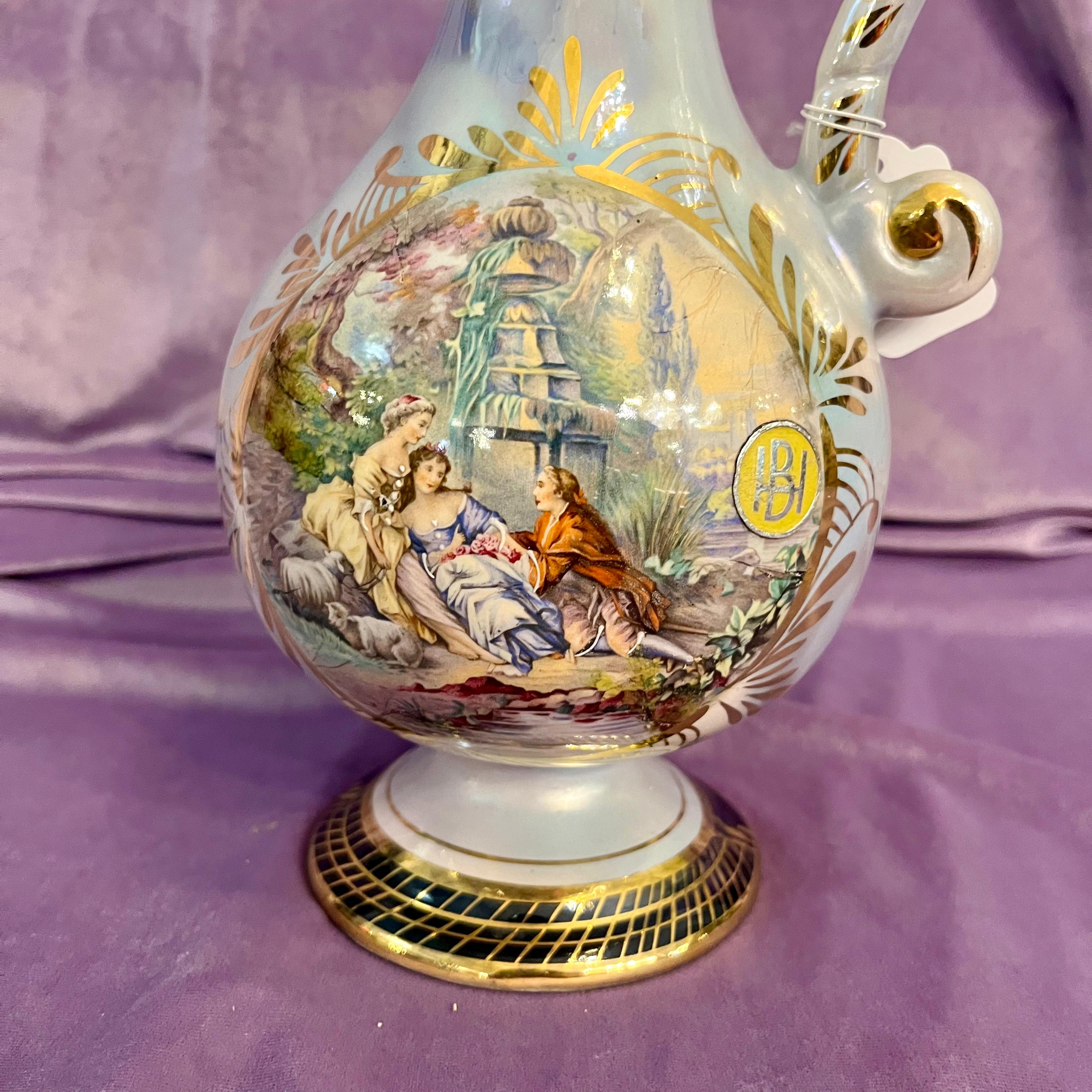 H. Bequet Quaregnon Painted Ceramic Water Pitcher