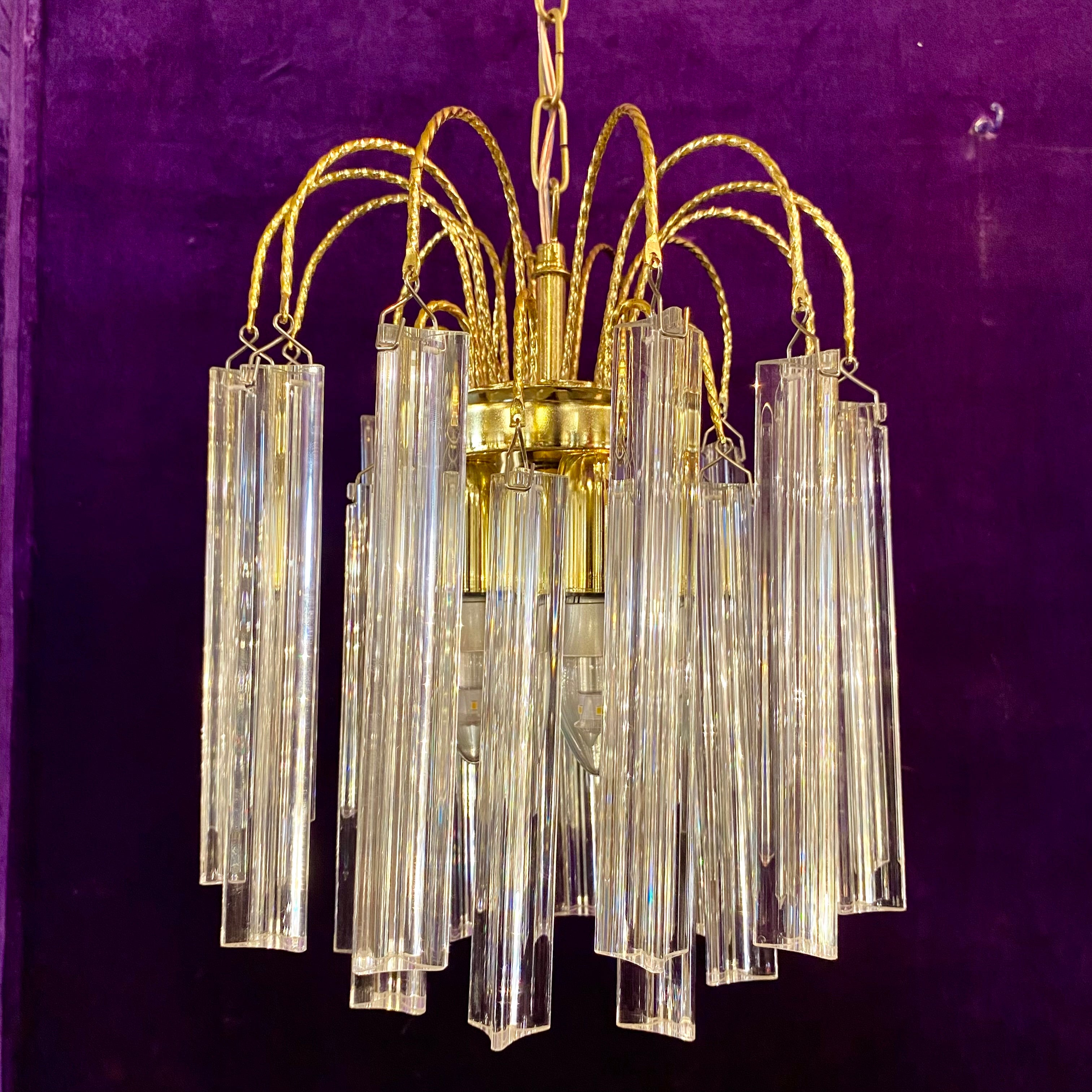 Stunning Mid-Century Brass Chandelier