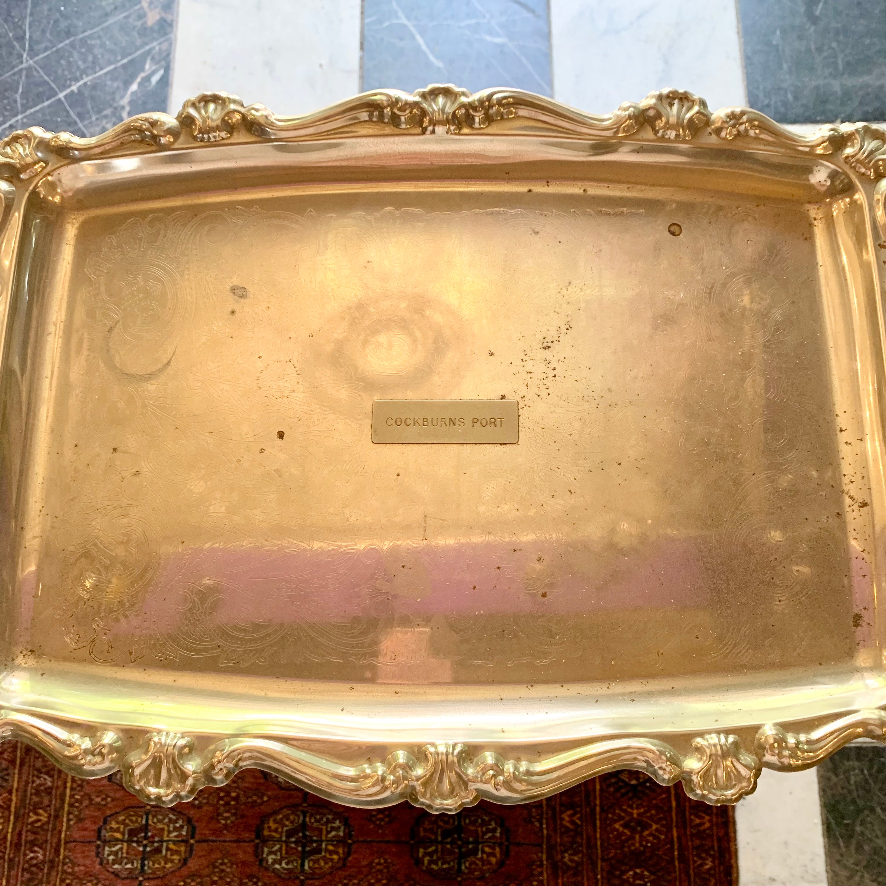 Vintage 'Cockburns Port' Servers Tray with Etched Design