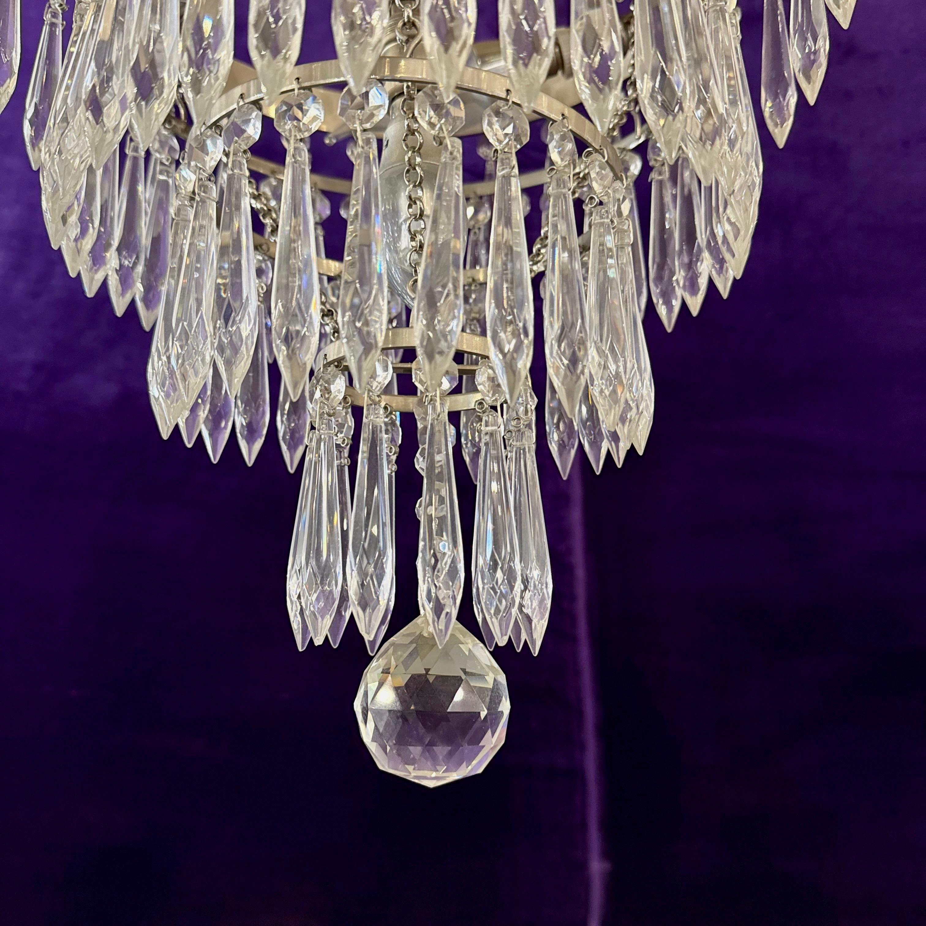 Custom Nickel-Plated Waterfall Chandelier by Delos