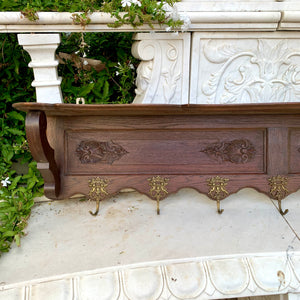 Large Dark Oak French Coat Rack