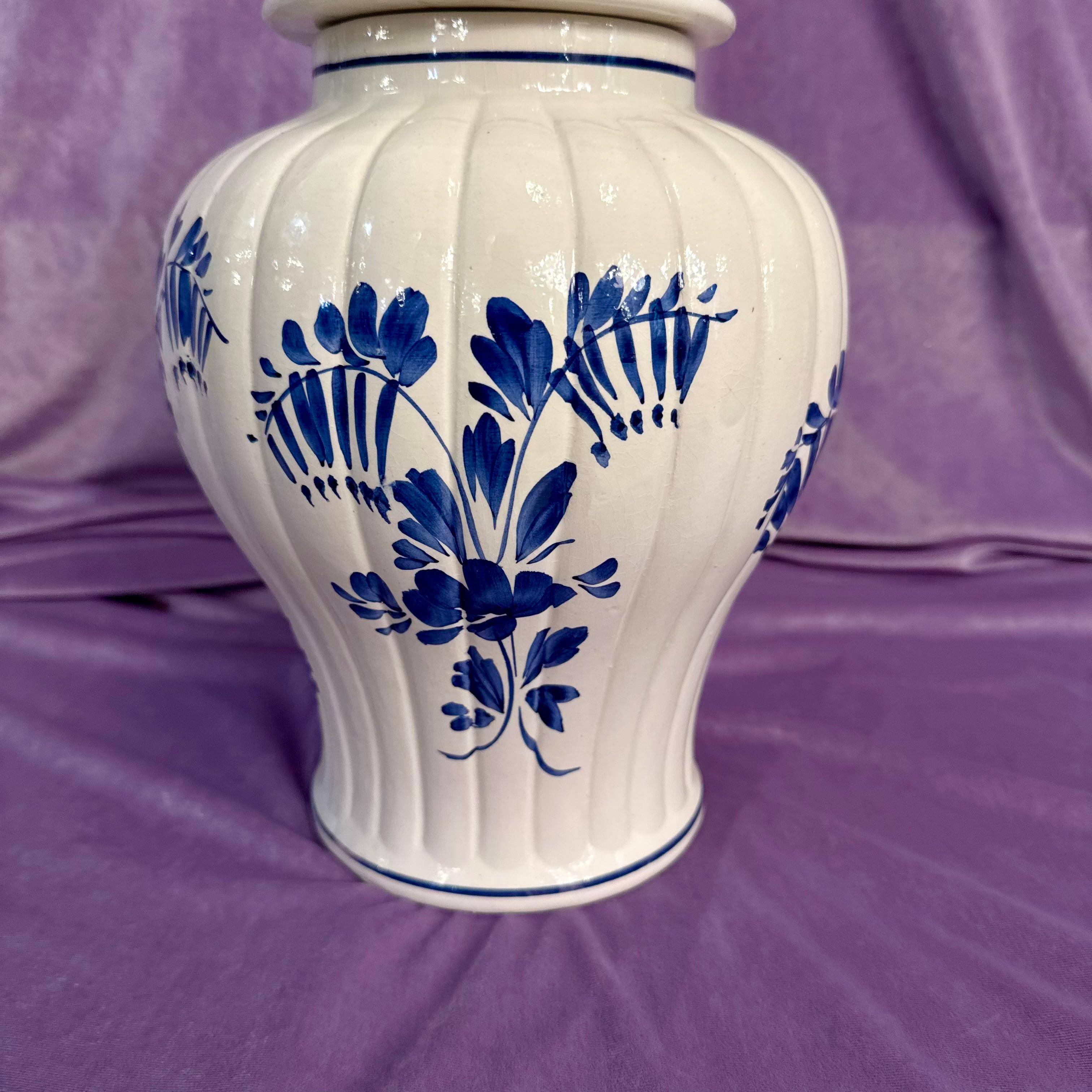 Bassano Italian Blue and White Lidded Jar with Fox Finial