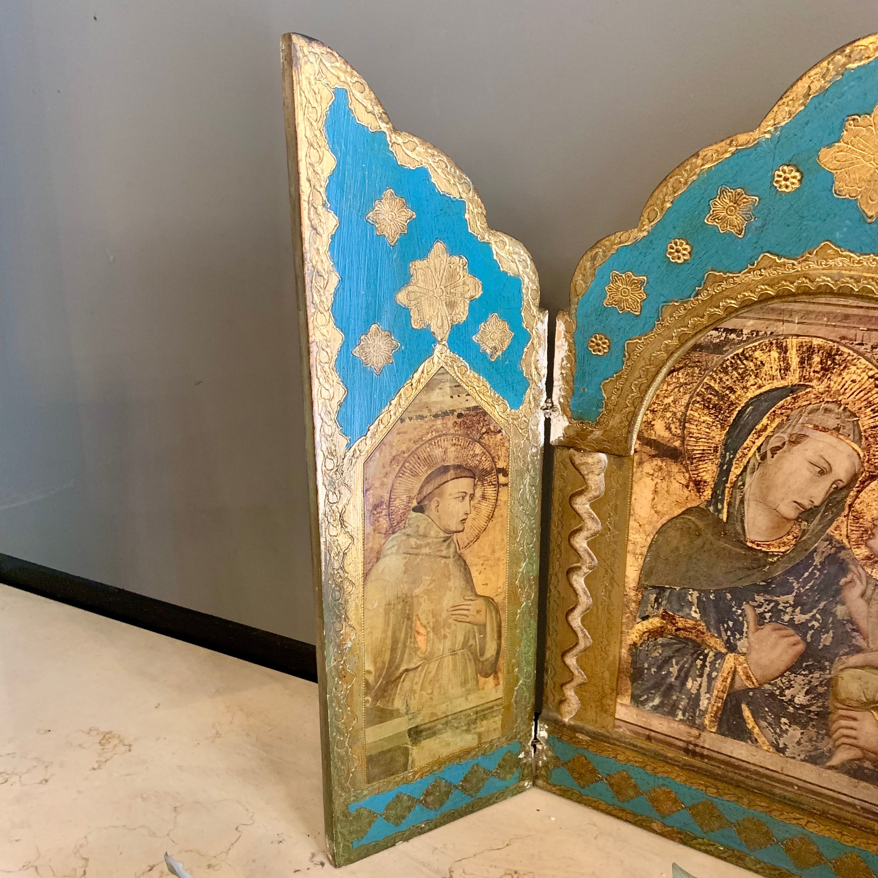 Antique Religious Triptych Artwork