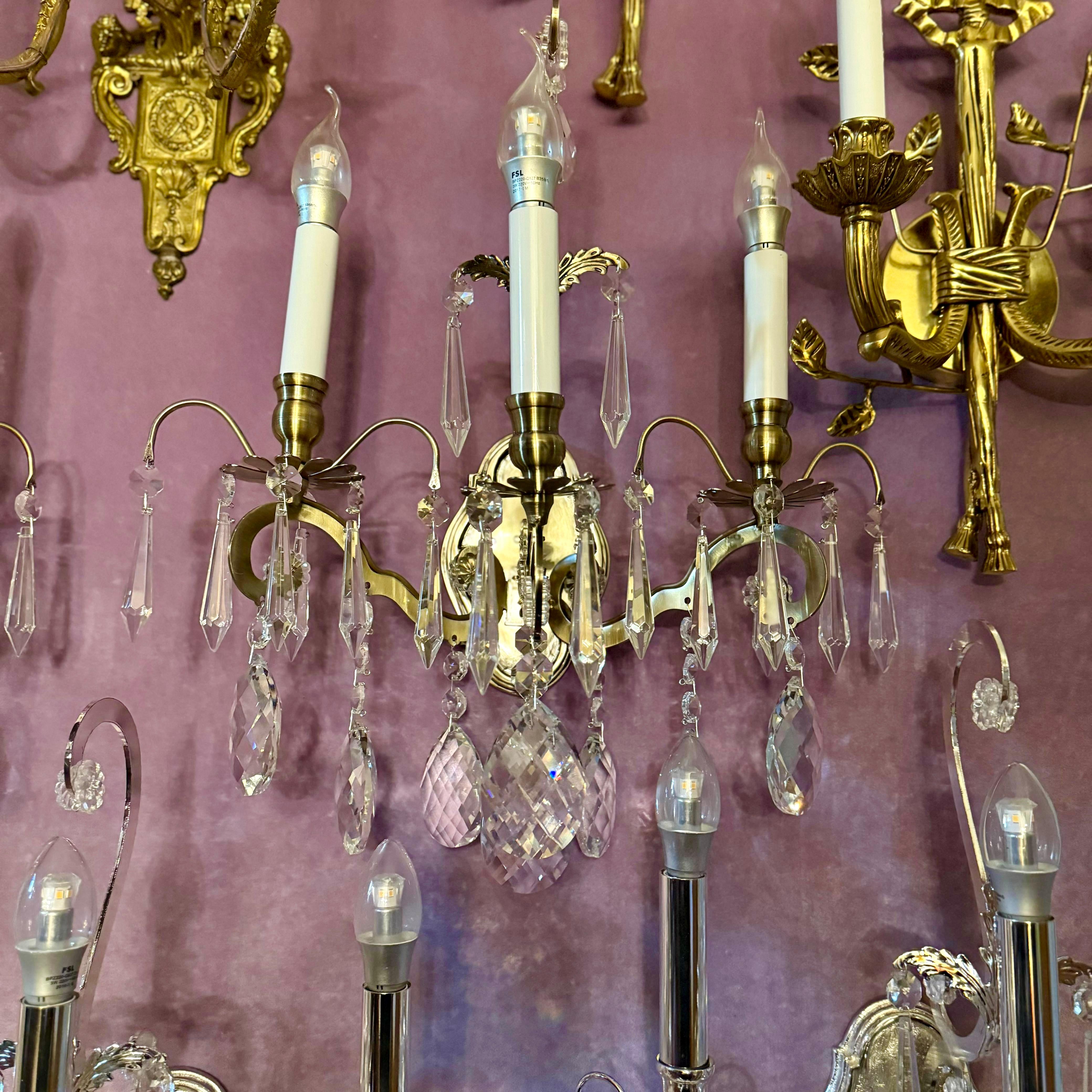 Stunning Three Arm Brass Wall Sconce