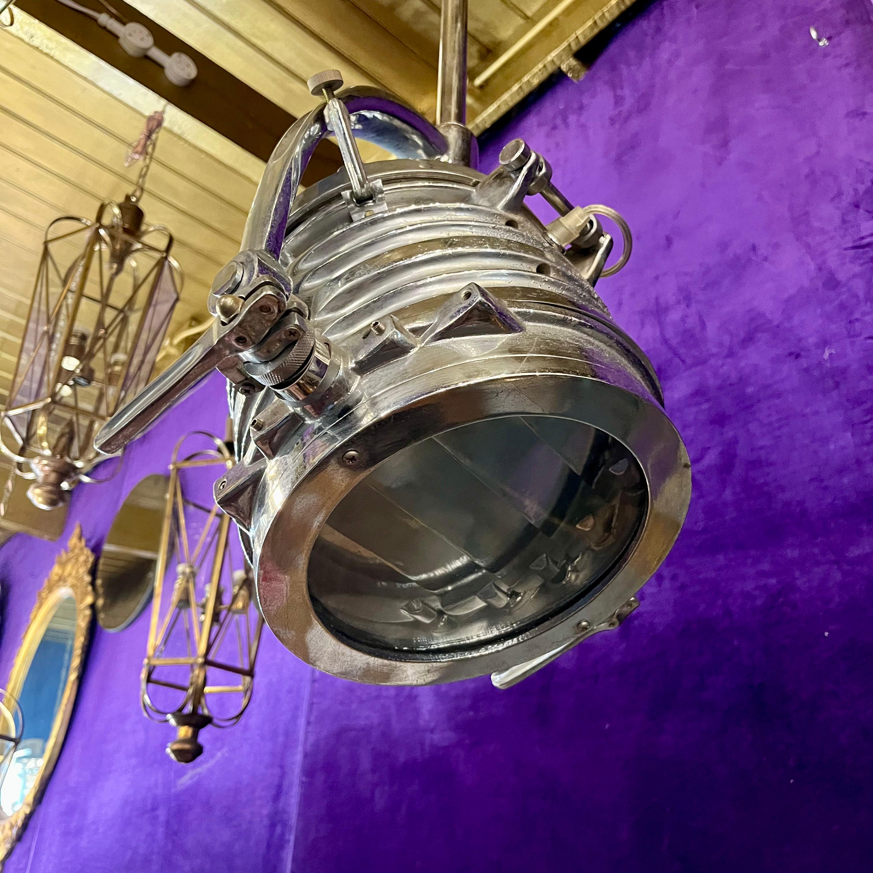 Vintage Chrome Film Pendant Light