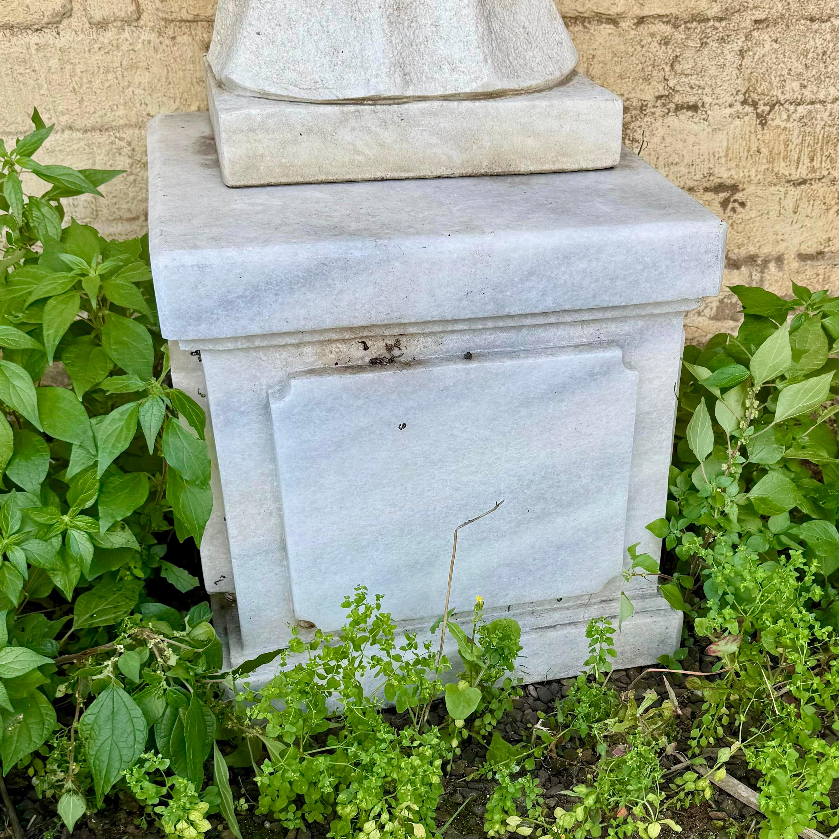 Hand Carved White Marble Plinth