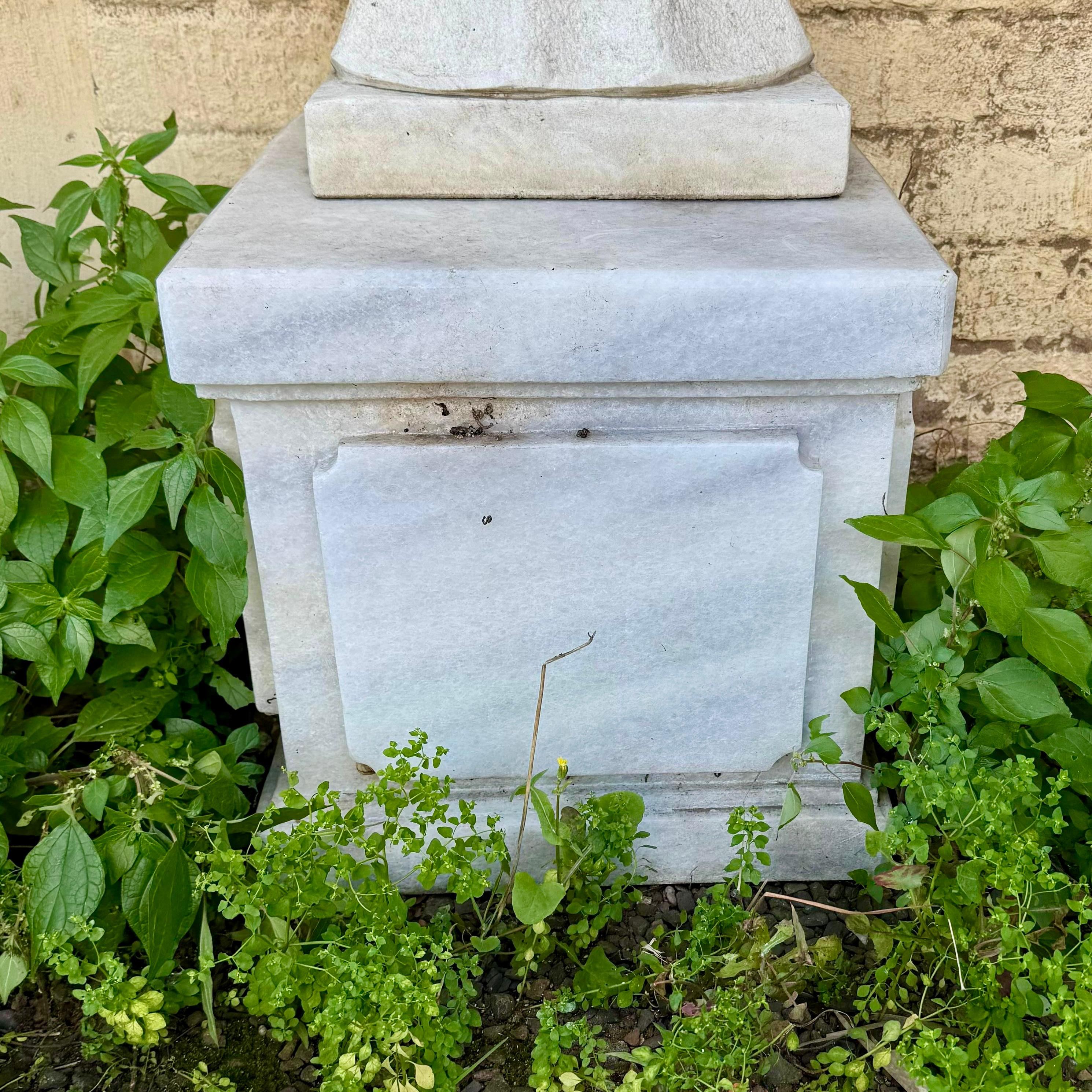 Hand Carved White Marble Plinth