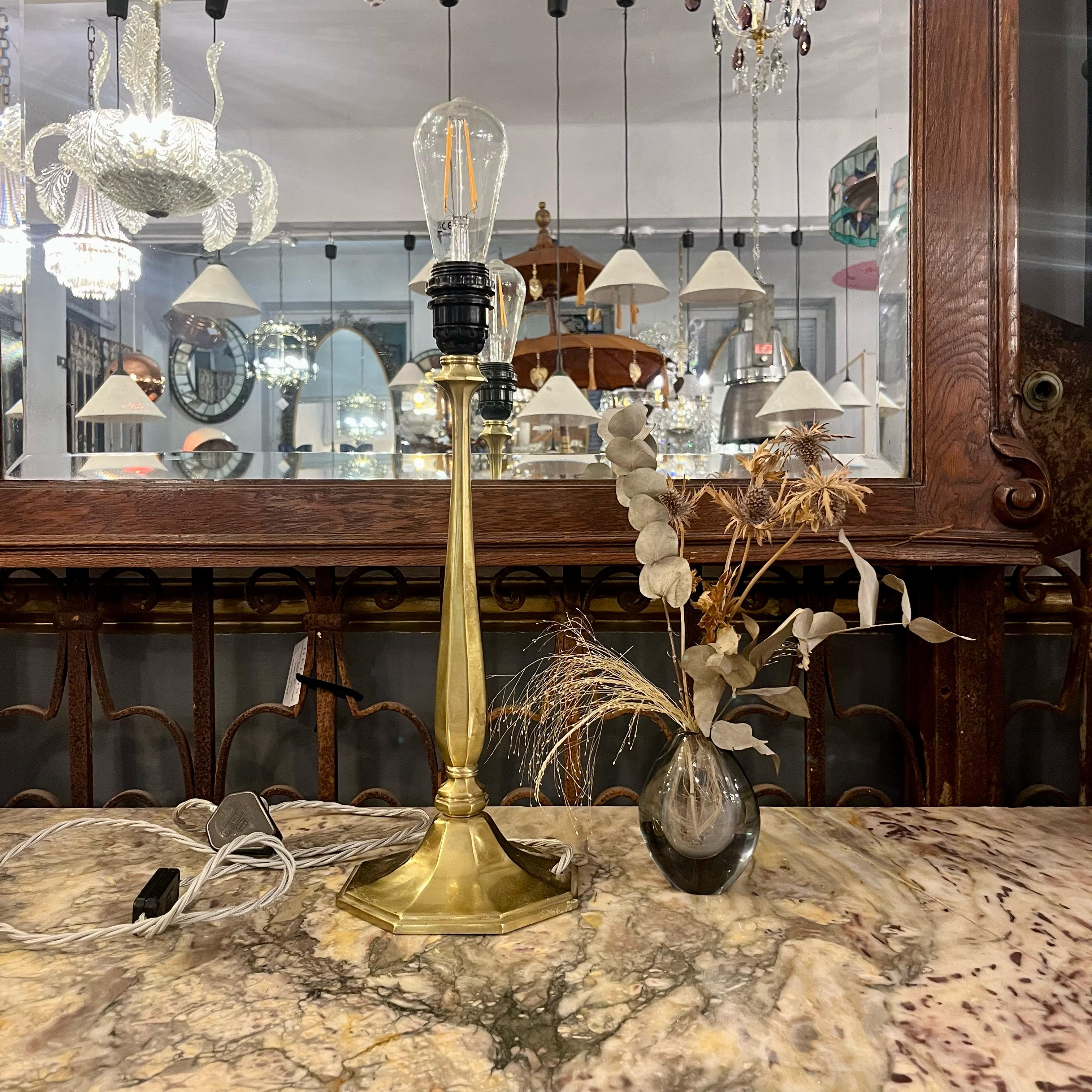 Polished Brass Candlestick Table Lamp - SOLD