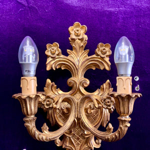 Antique Single Cast Brass Sconce