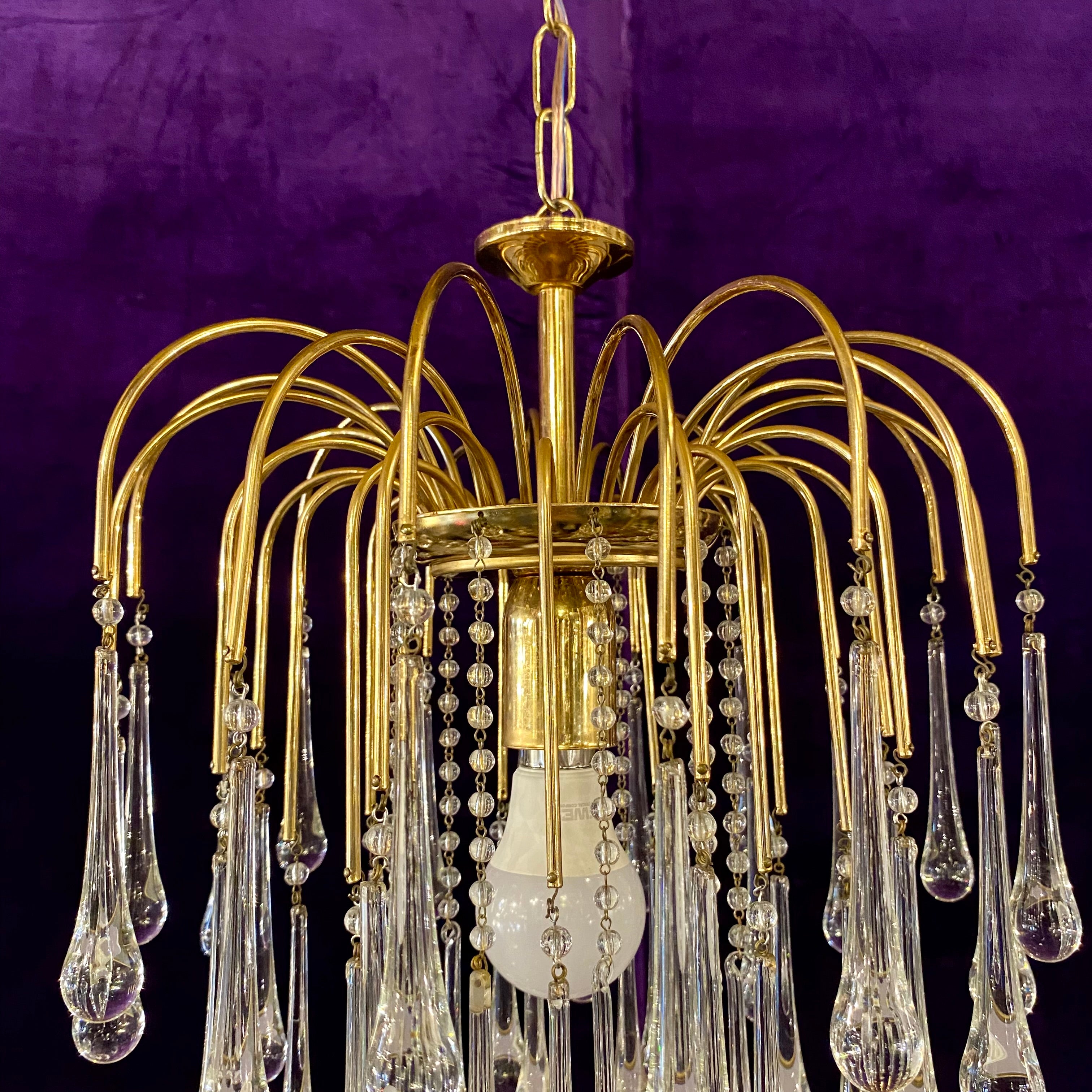 Beautiful Brass and Blown Glass Chandelier Attributed to Venini - SOLD