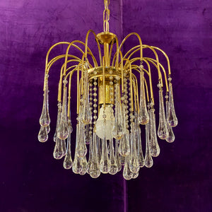 Beautiful Brass and Blown Glass Chandelier Attributed to Venini - SOLD