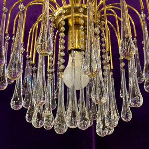 Beautiful Brass and Blown Glass Chandelier Attributed to Venini - SOLD