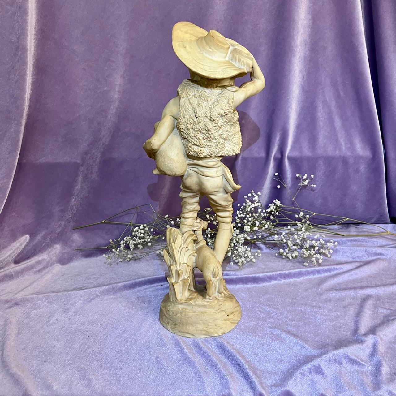 Neoclassical Shepherd Figurine with Lamb