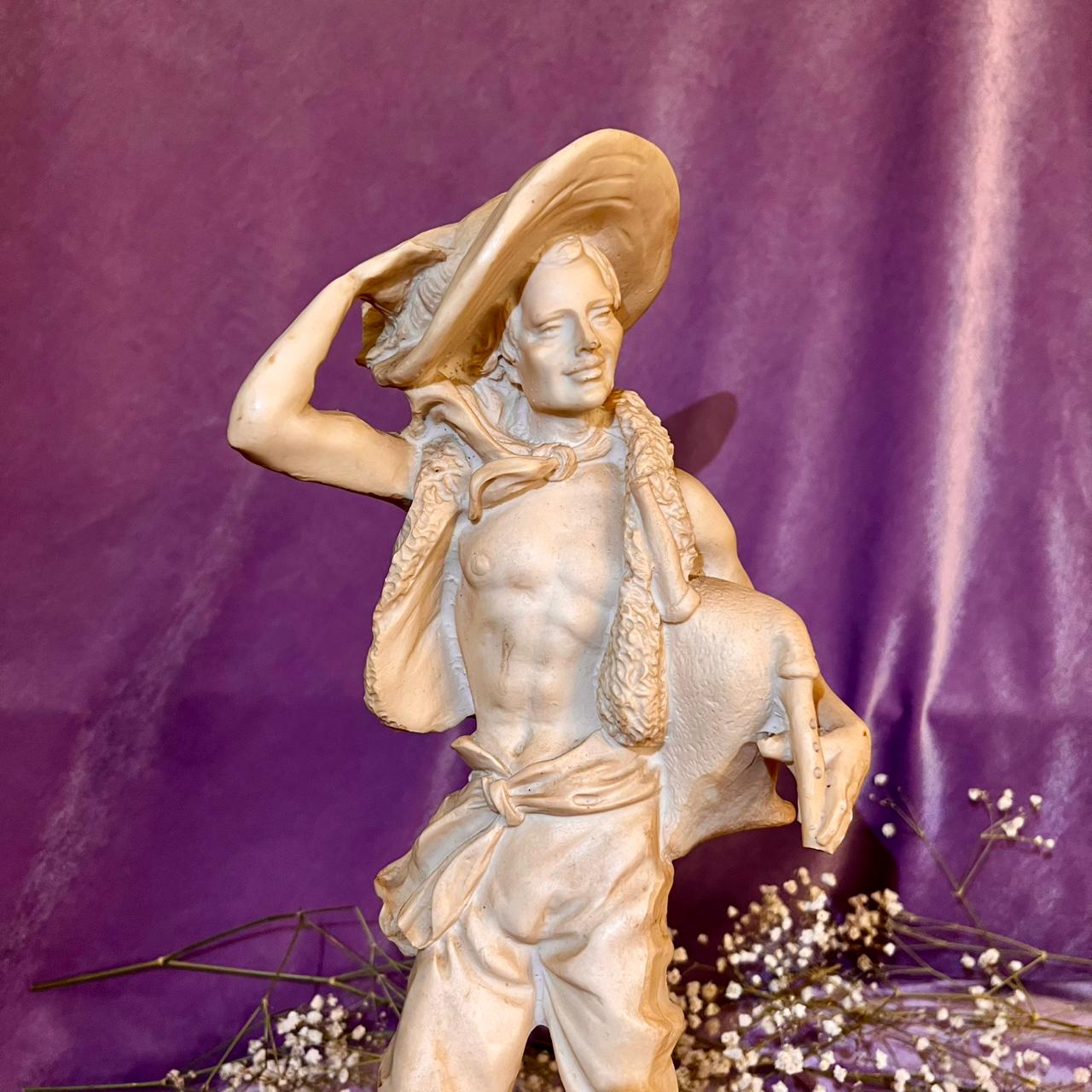 Neoclassical Shepherd Figurine with Lamb