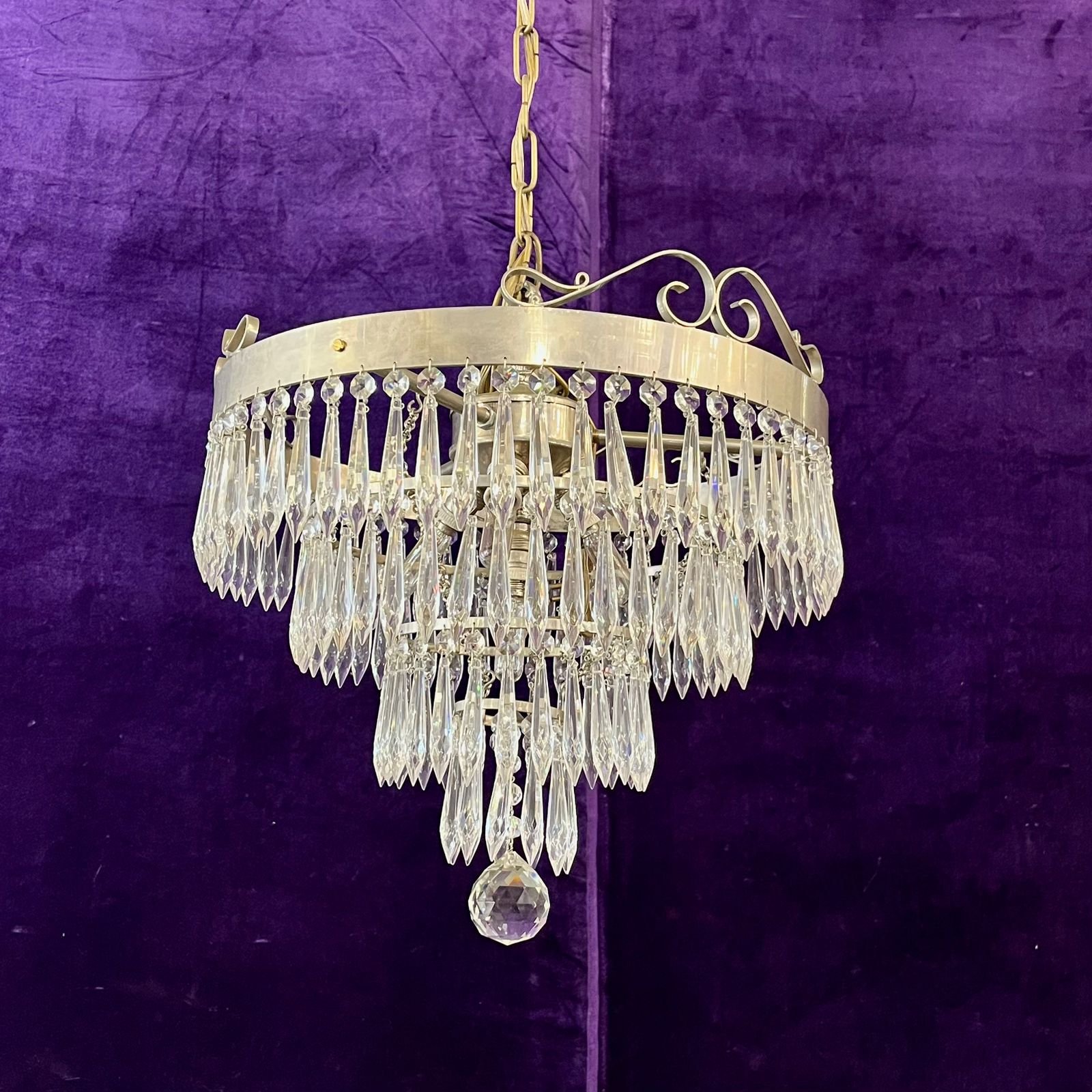 Charming Delos Custom Nickel Waterfall Chandelier