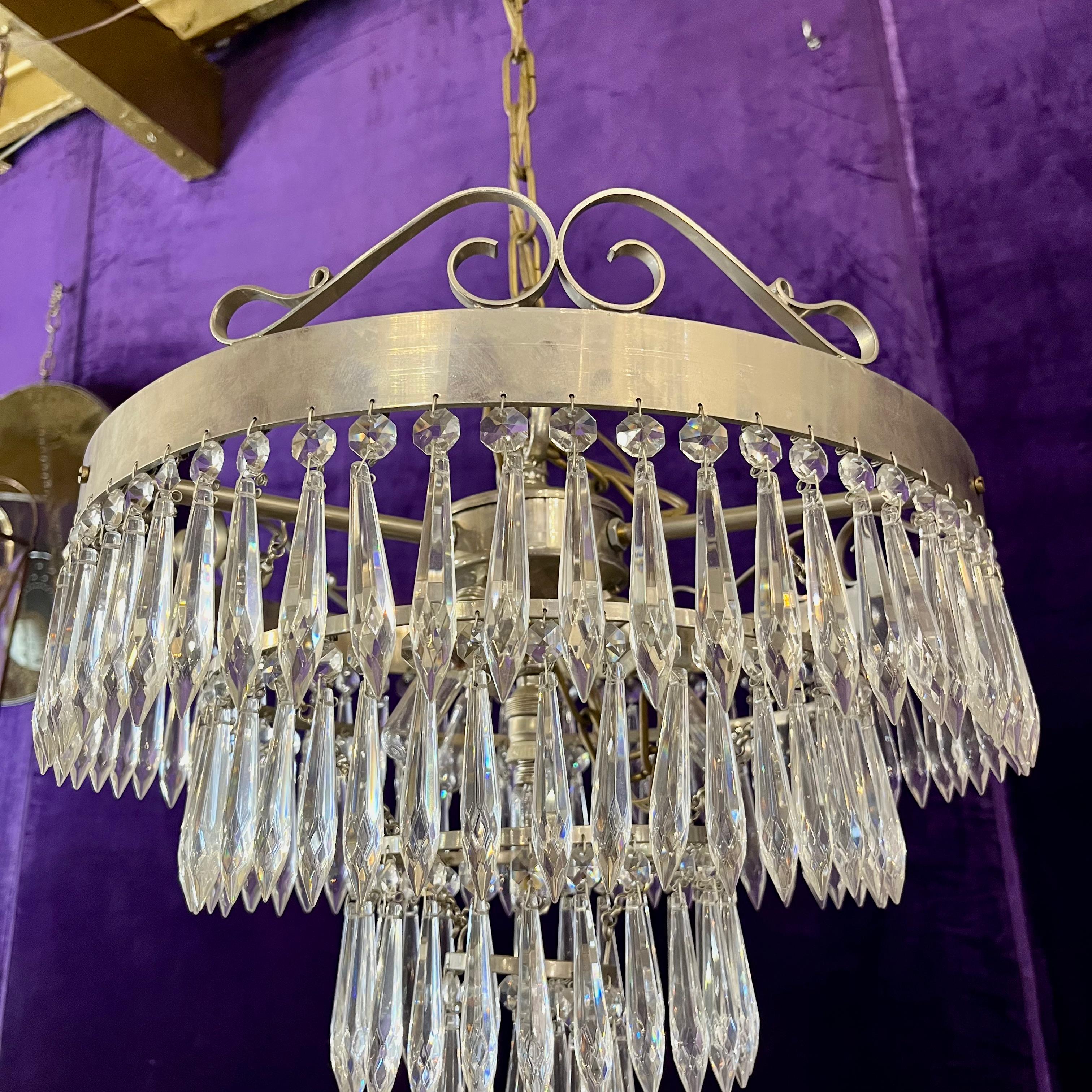 Charming Delos Custom Nickel Waterfall Chandelier
