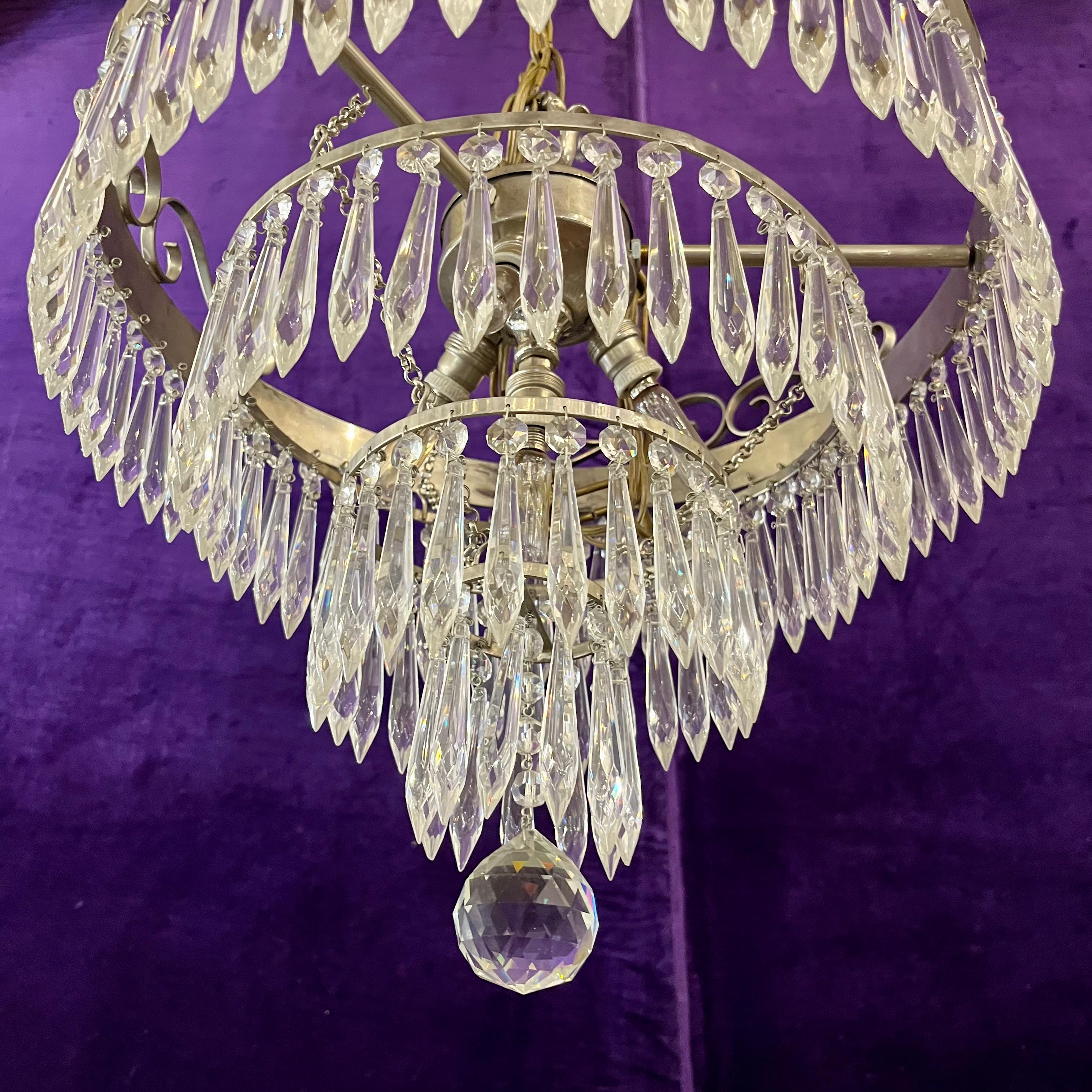 Charming Delos Custom Nickel Waterfall Chandelier