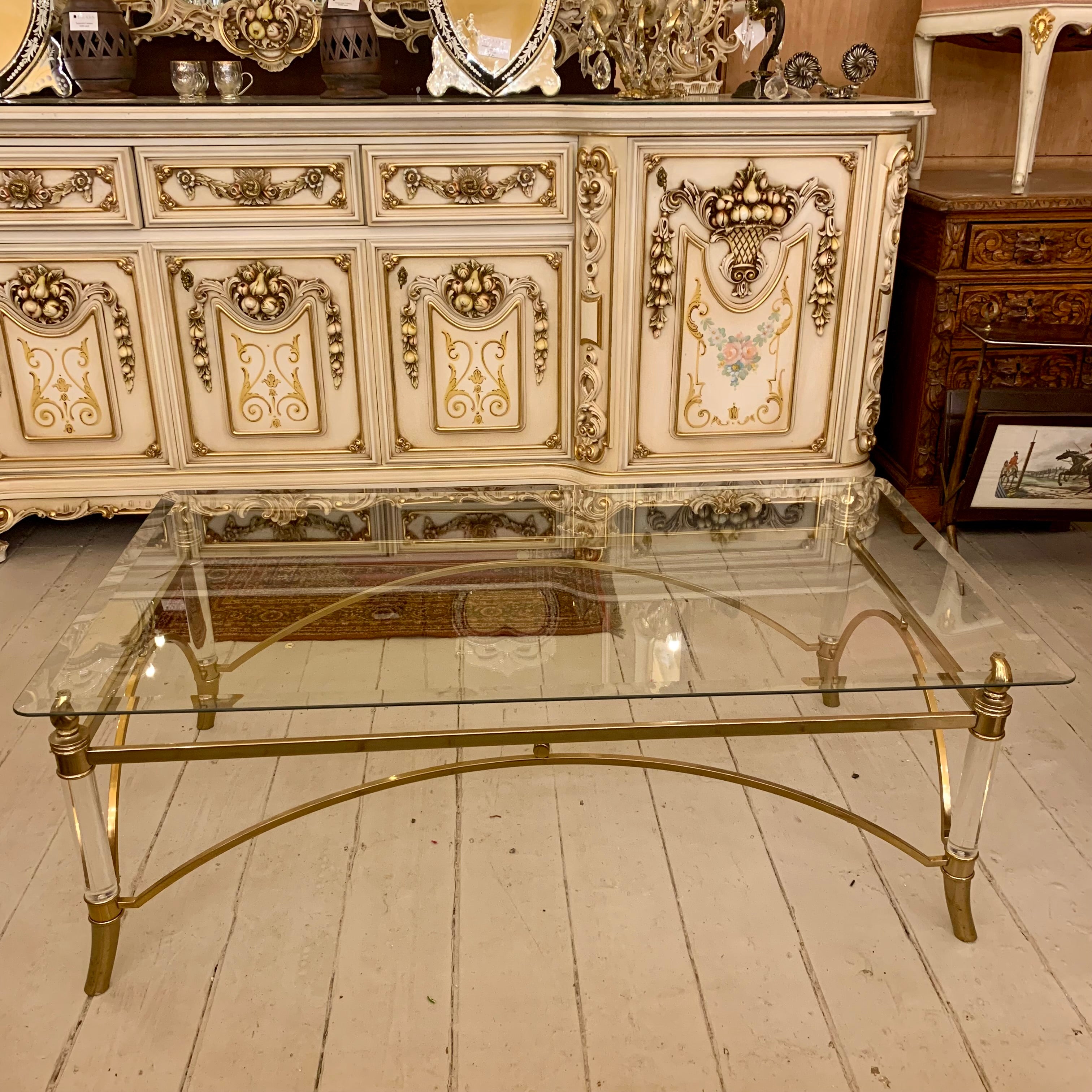 Vintage Brass and Glass Coffee Table