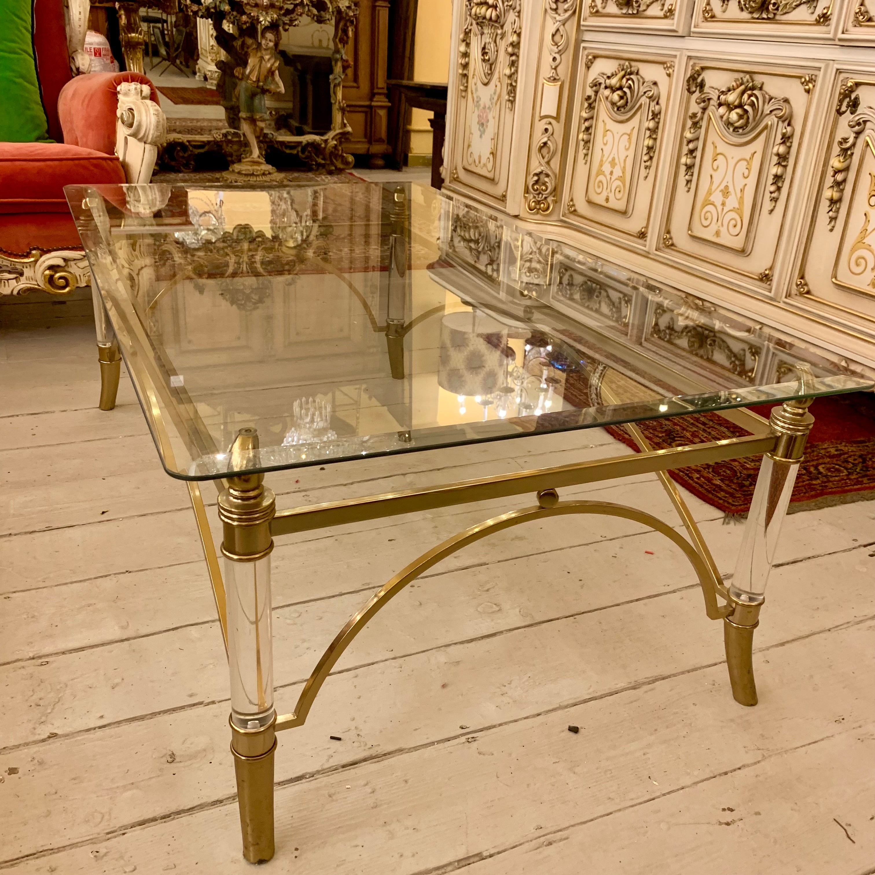 Vintage Brass and Glass Coffee Table