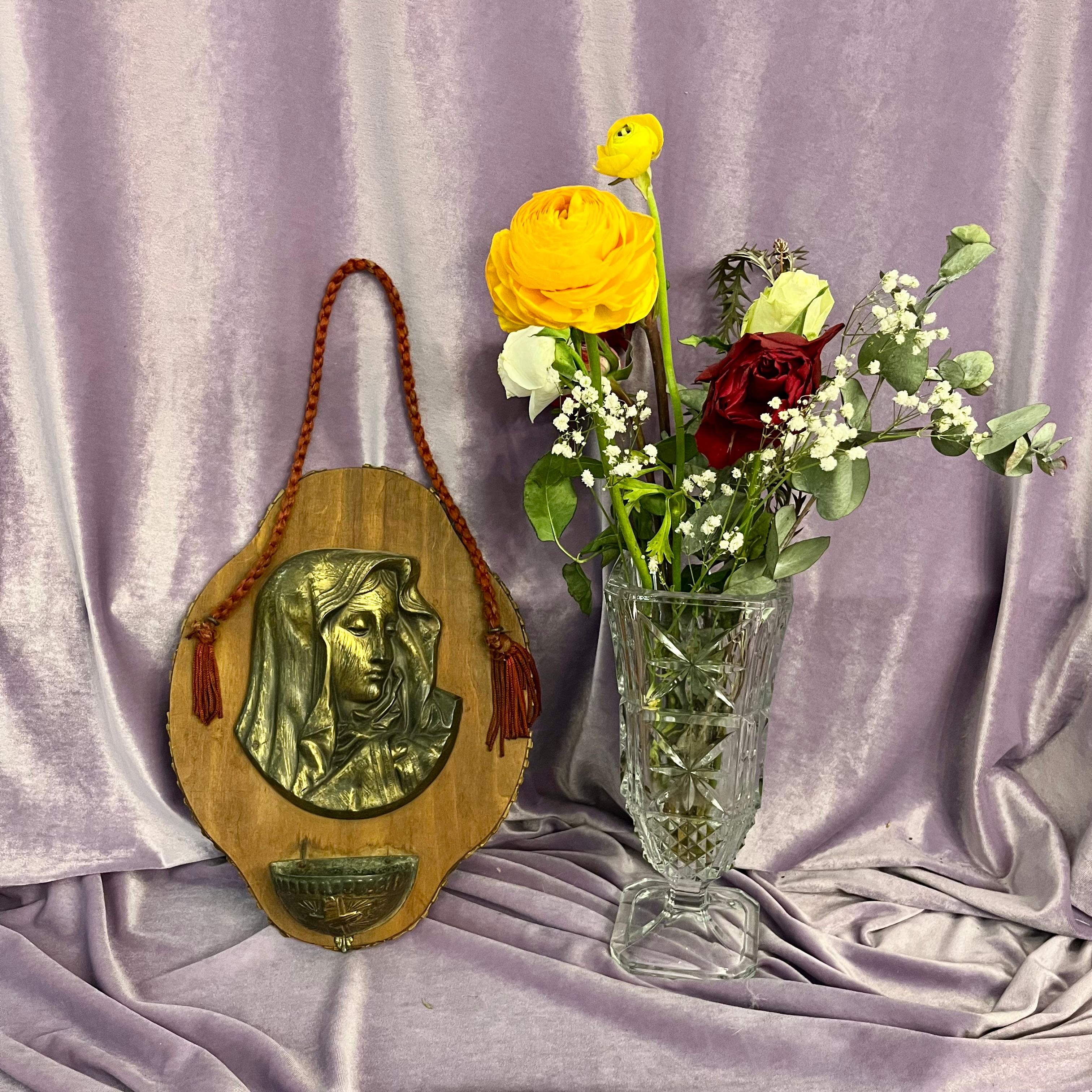 Virgin Mary Relief Holy Water Font