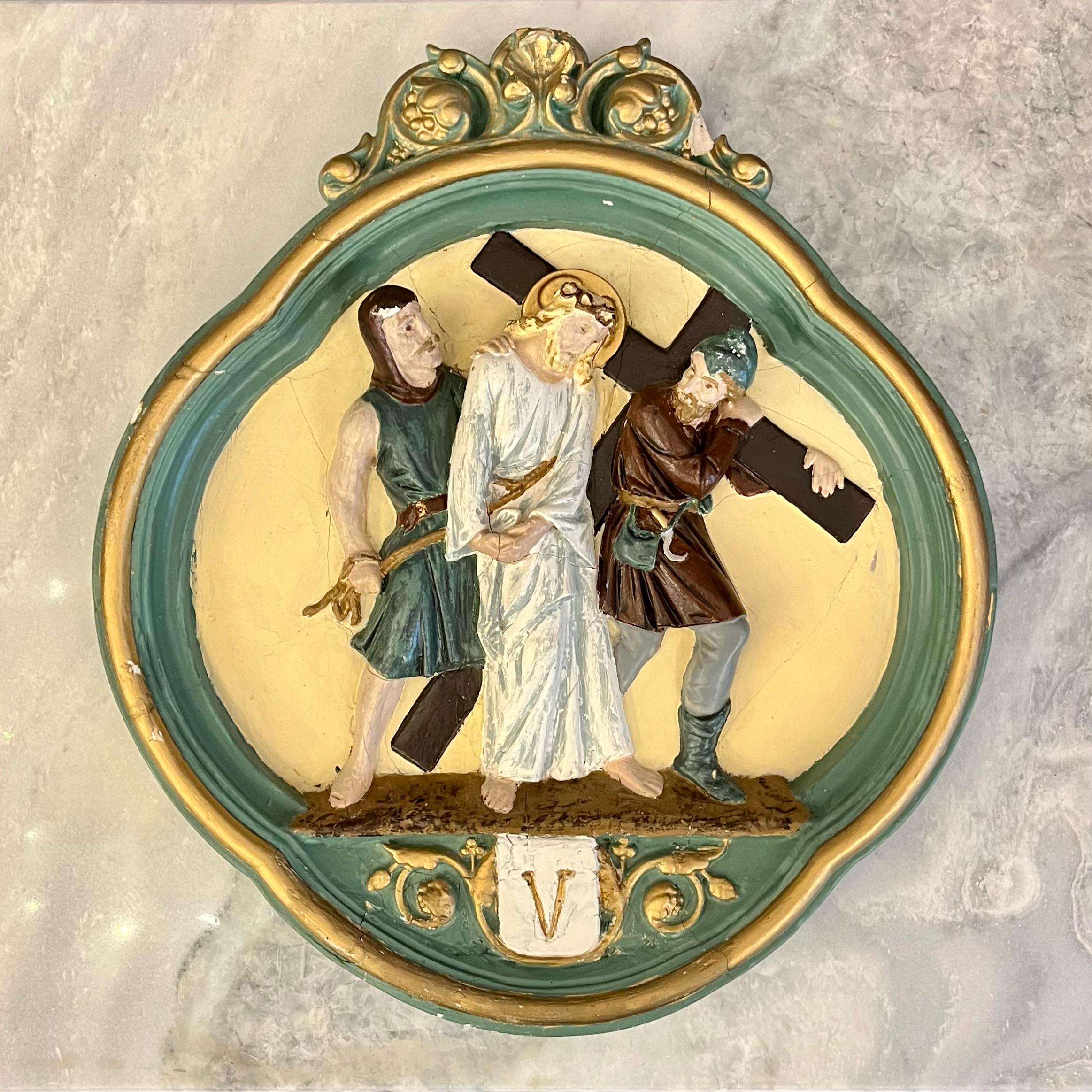 Antique Painted Stations of the Cross