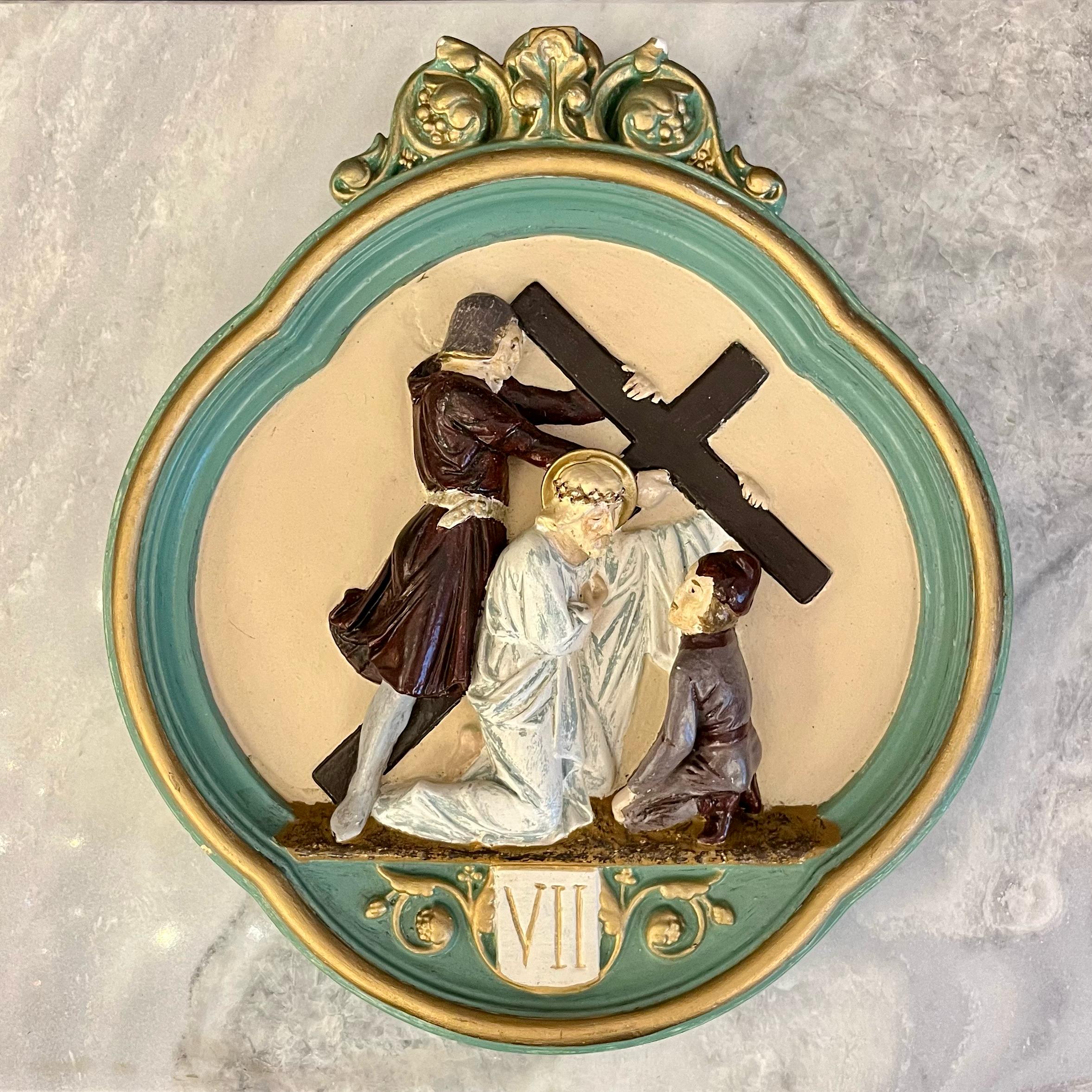 Antique Painted Stations of the Cross