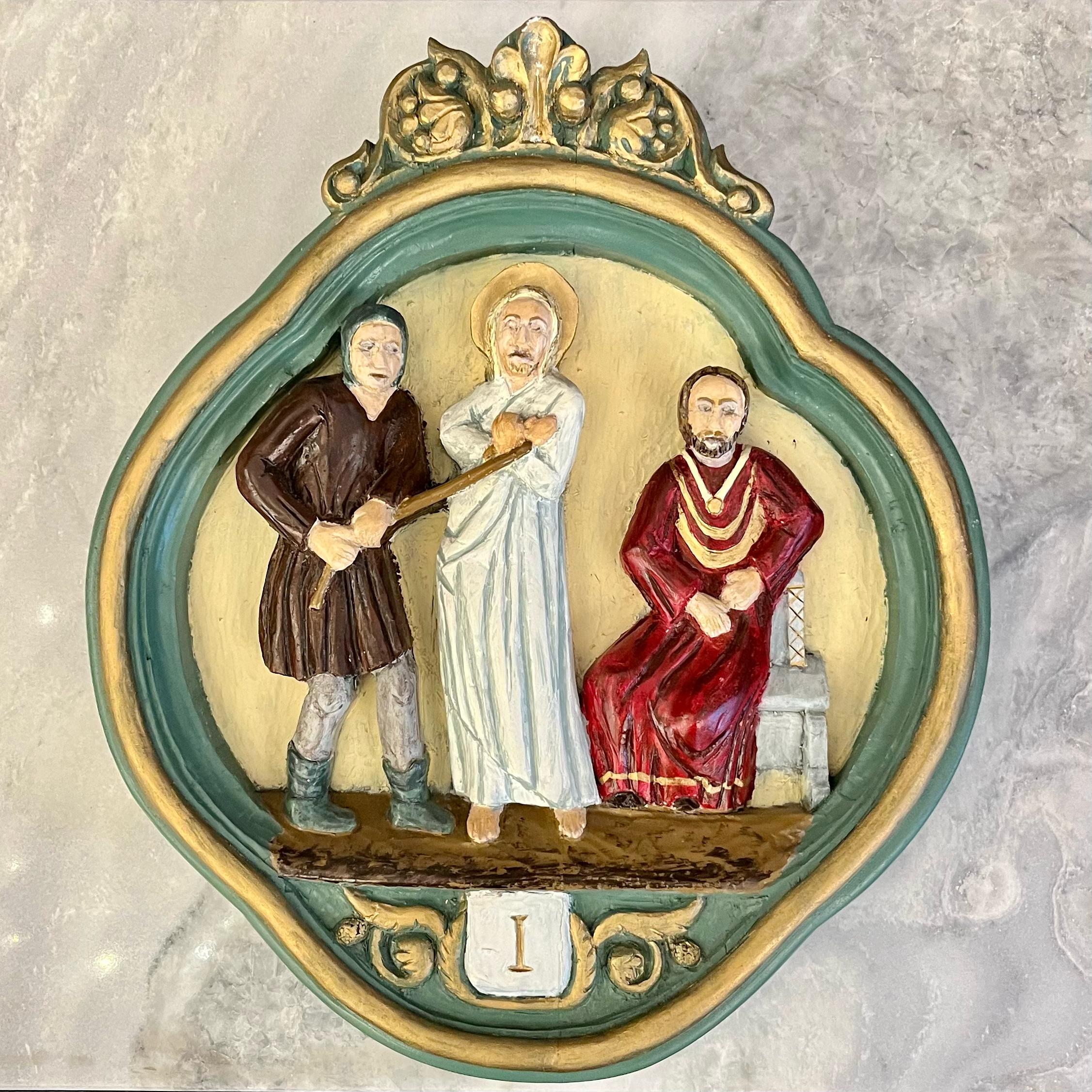 Antique Painted Stations of the Cross