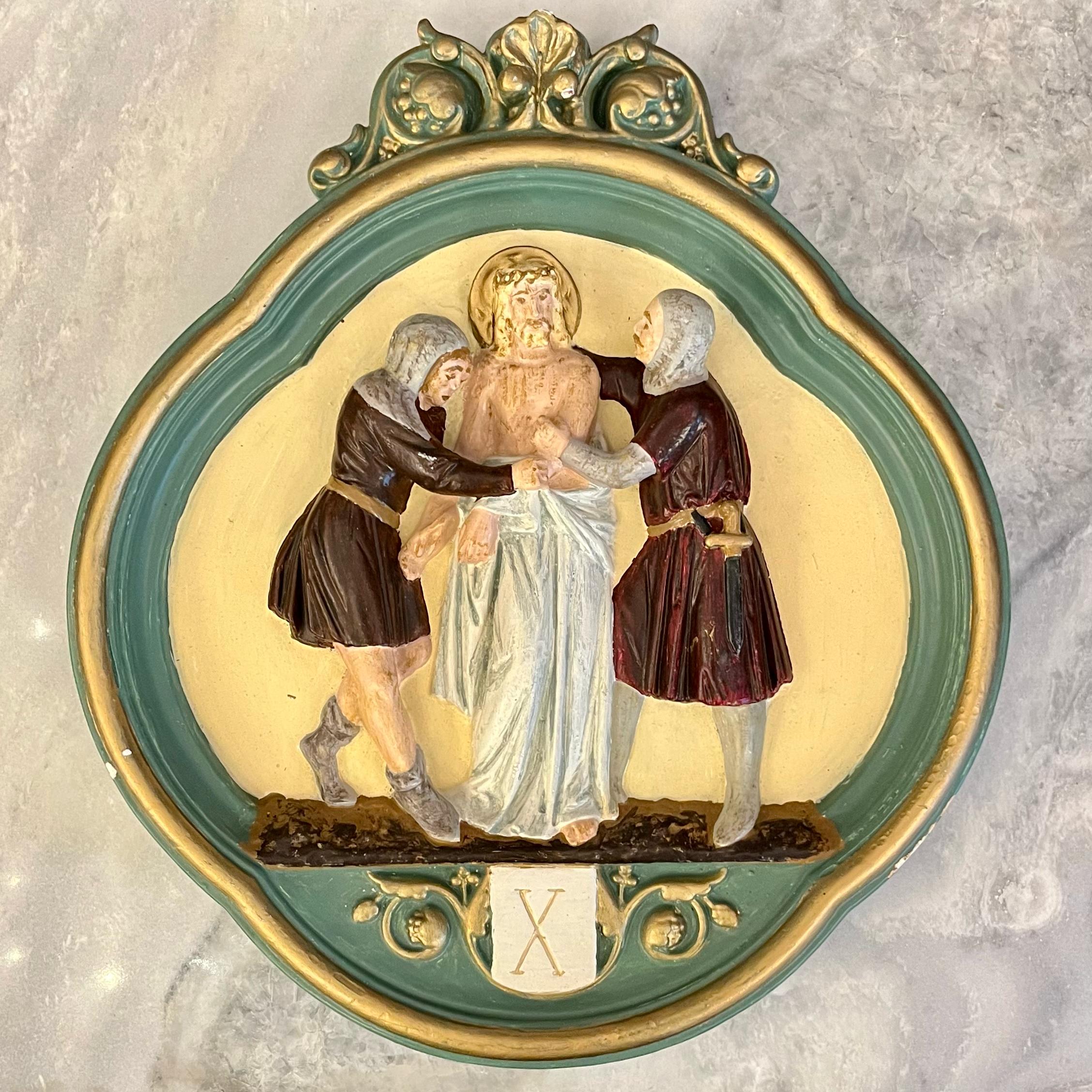 Antique Painted Stations of the Cross