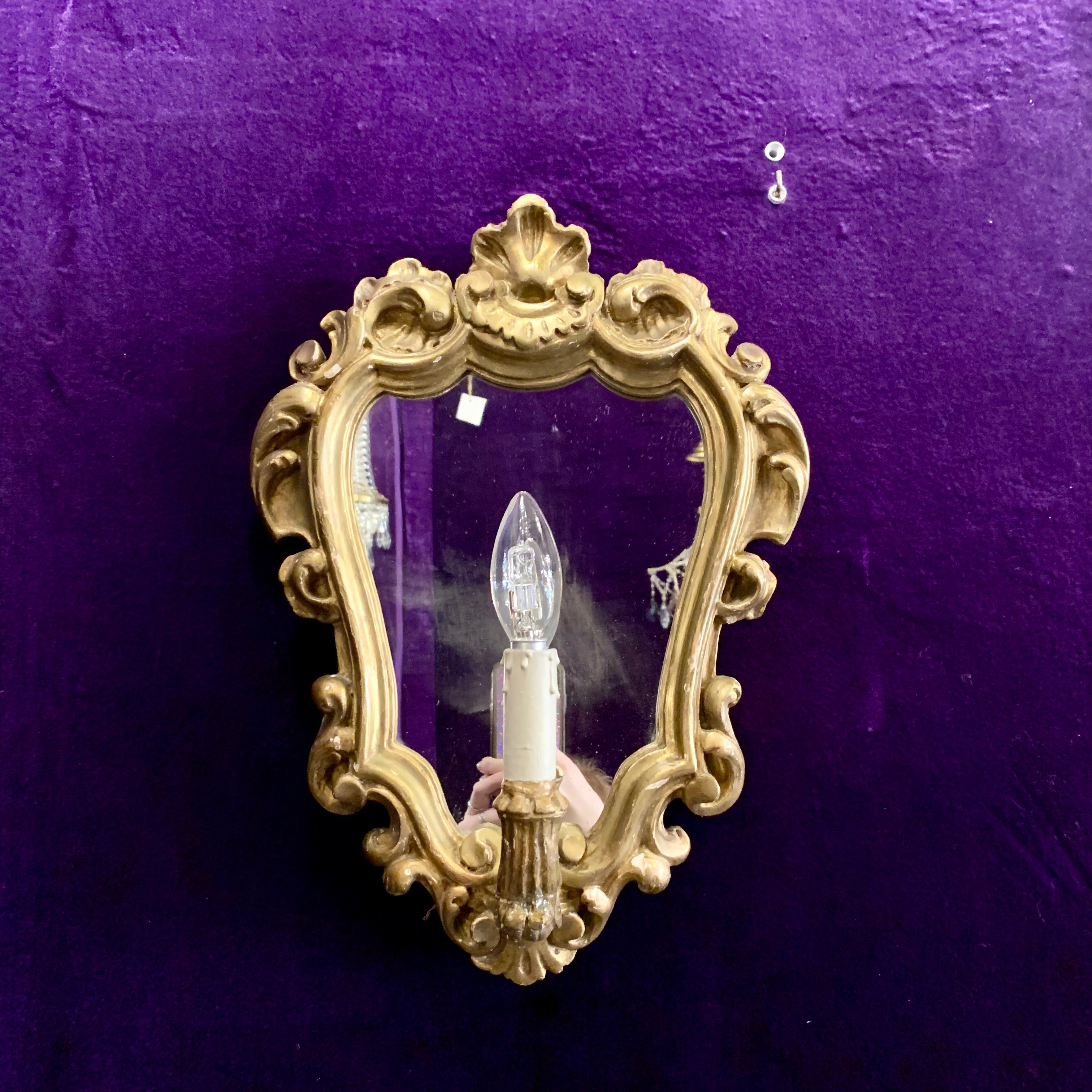 Vintage French Mirror Wall Sconce