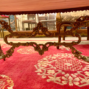 Antique Ornate Cast Brass Coffee Table with Marble Top