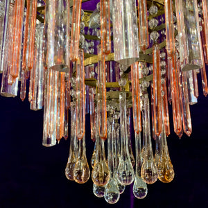 Beautiful Antique Glass Blown Orange Waterfall Chandelier - SOLD