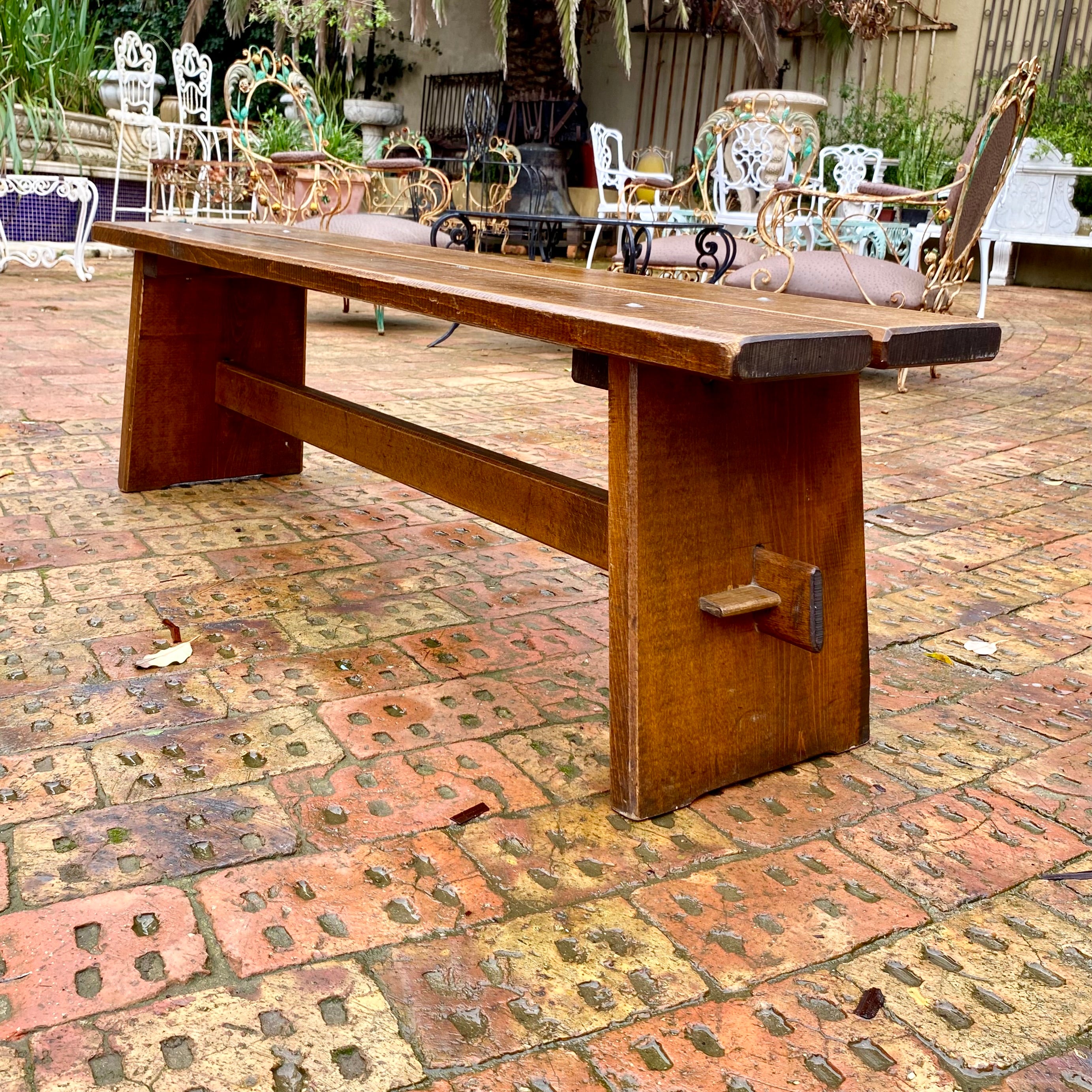 Antique Oak Church Bench