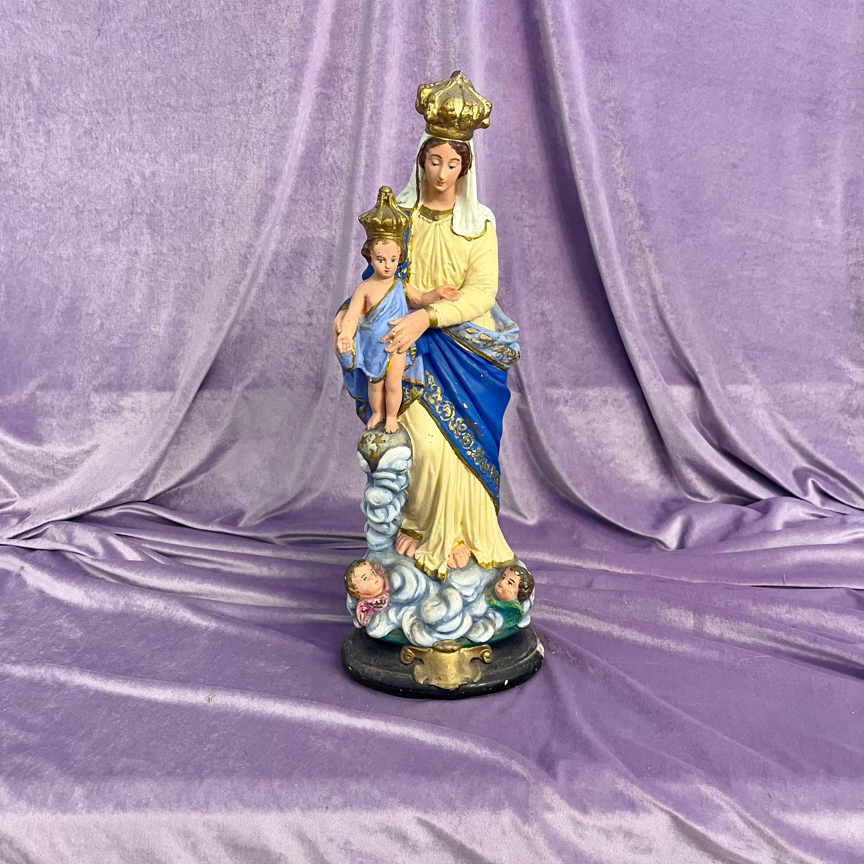 Madonna with Jesus on Clouds with Cherubs