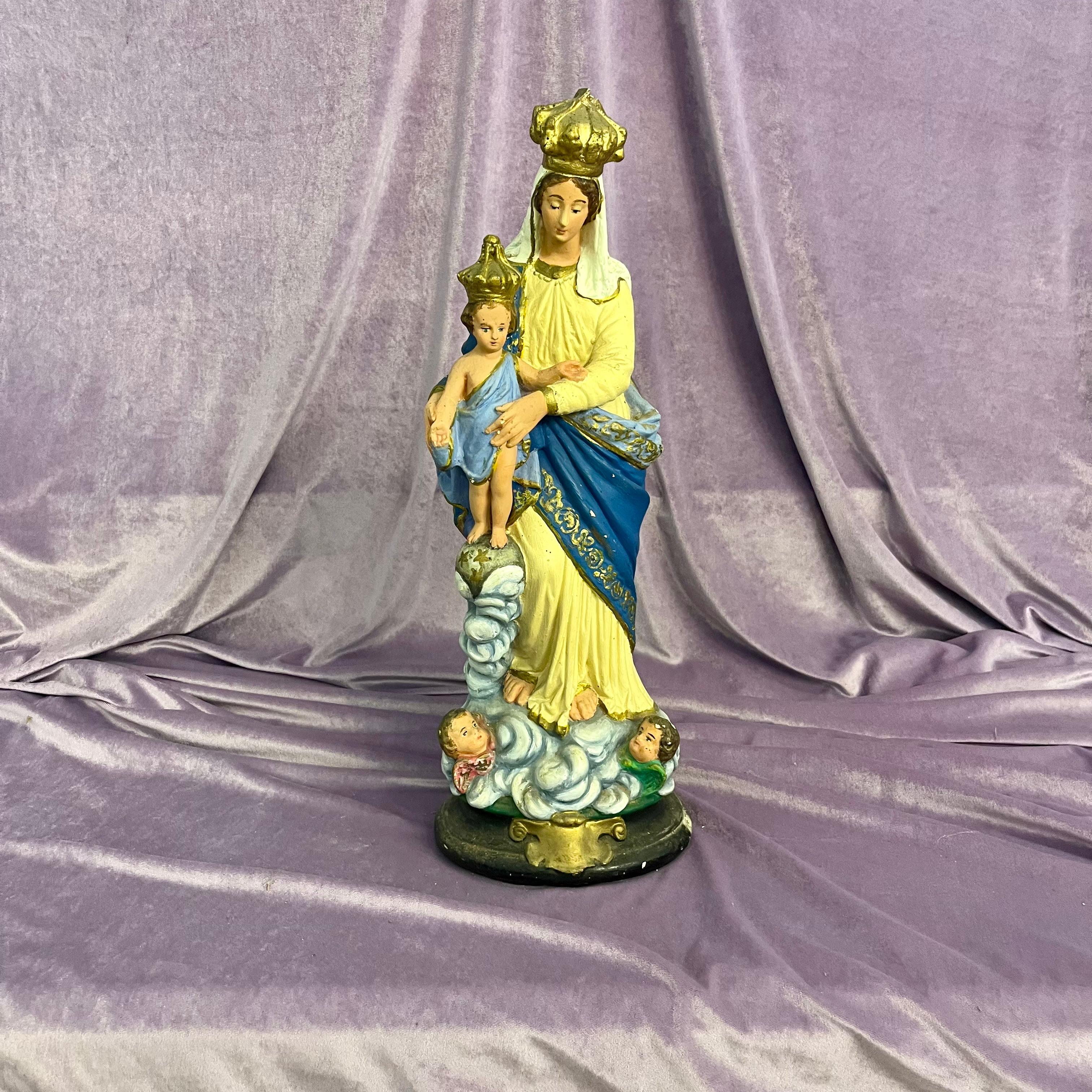 Madonna with Jesus on Clouds with Cherubs