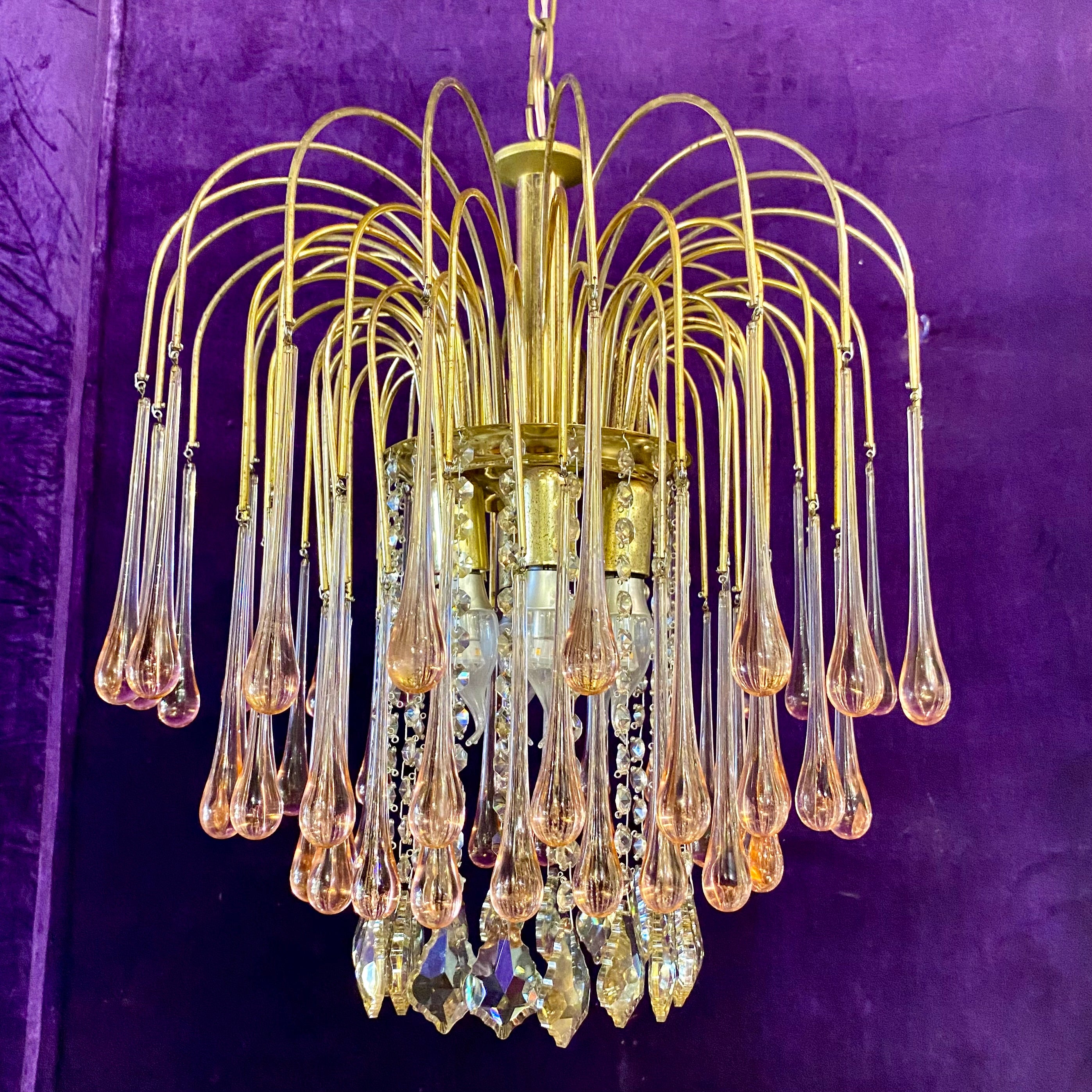 Phenomenal Peach Venini Chandelier - SOLD