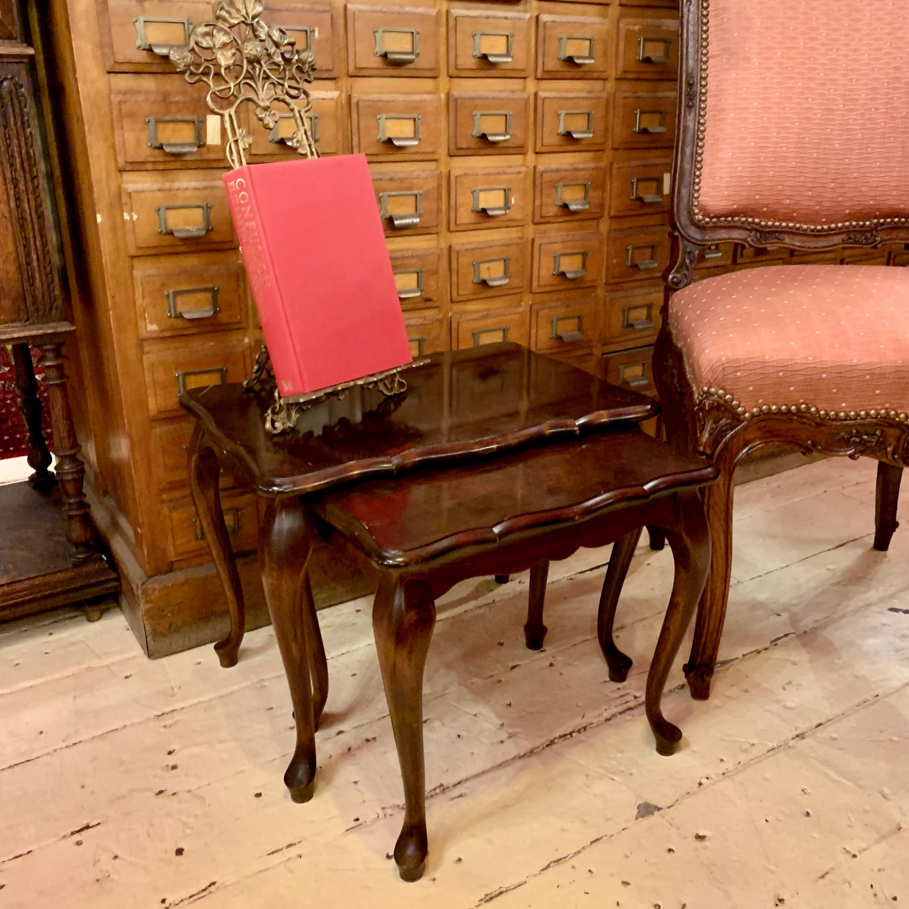 Antique Oak Nesting Side Tables