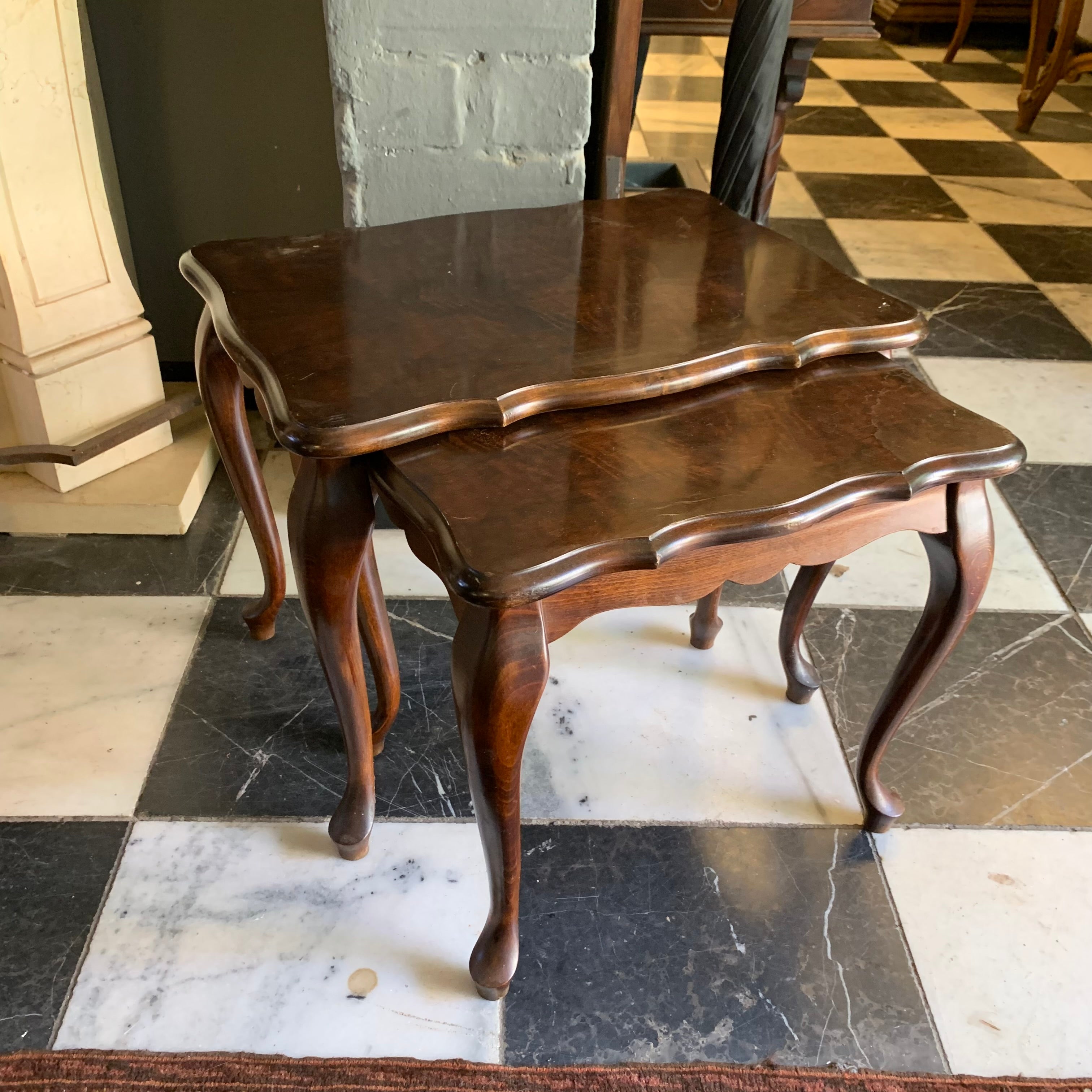 Antique Oak Nesting Side Tables