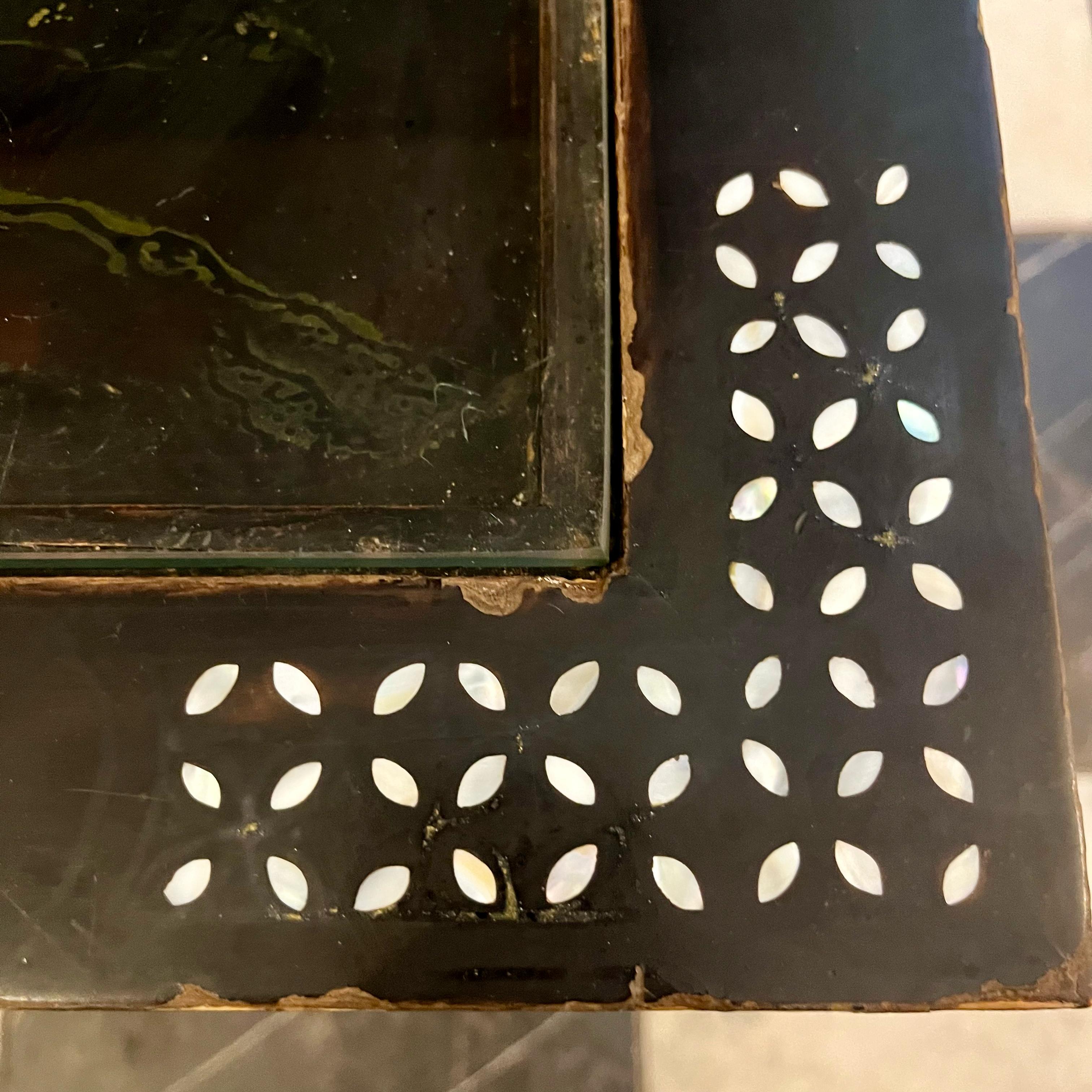 Japanese Lacquered Coffee Table with Hardstone Inlay, c.1950s