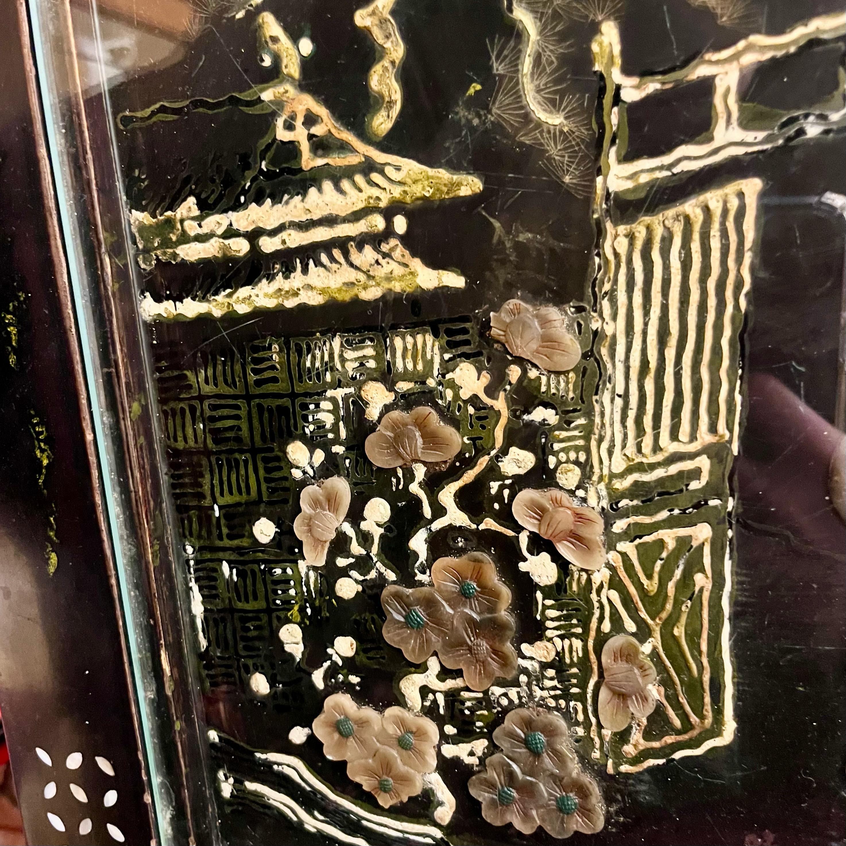 Japanese Lacquered Coffee Table with Hardstone Inlay, c.1950s