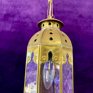 Moroccan Style Brass Lantern With Pressed Glass - SOLD