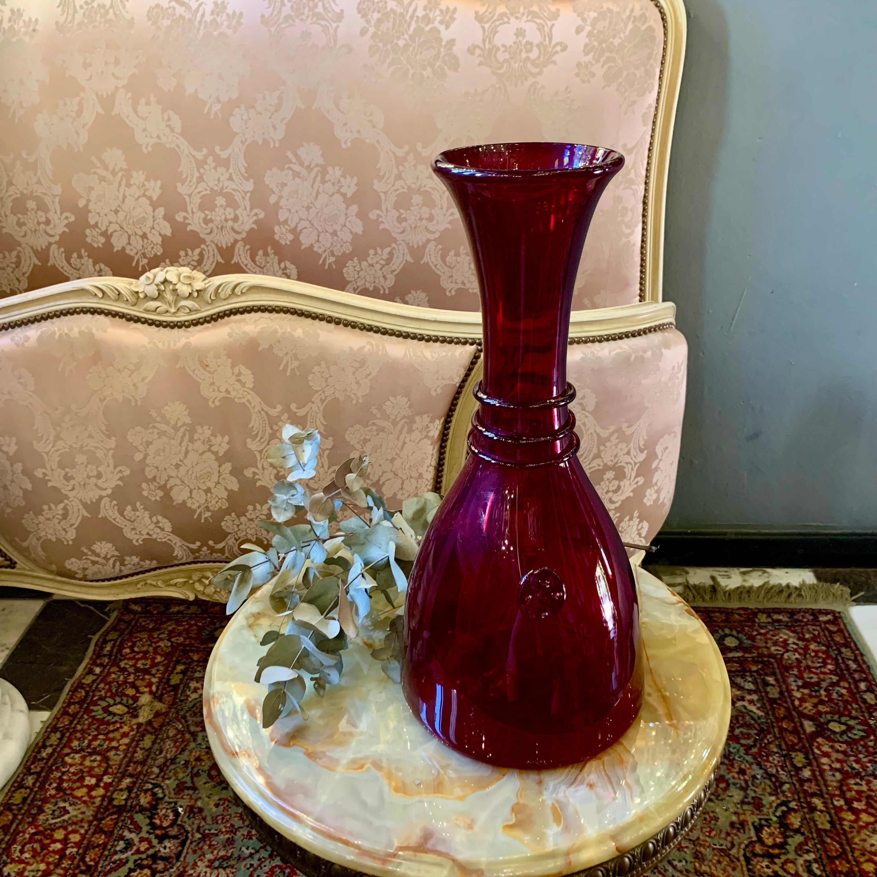 Very Large Cherry Red Glass Decanter