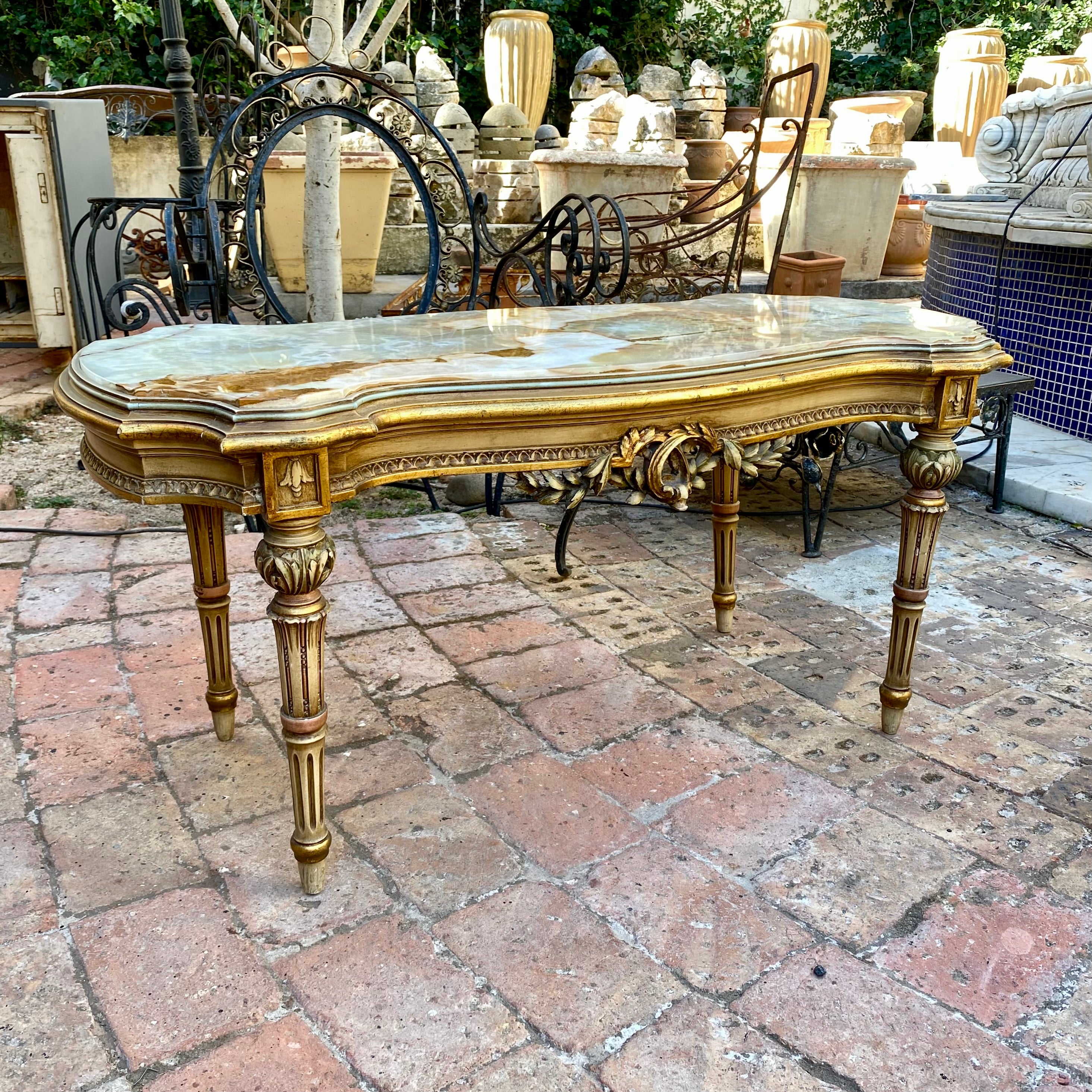 Beautiful Coffee Table With Cream Marble Top