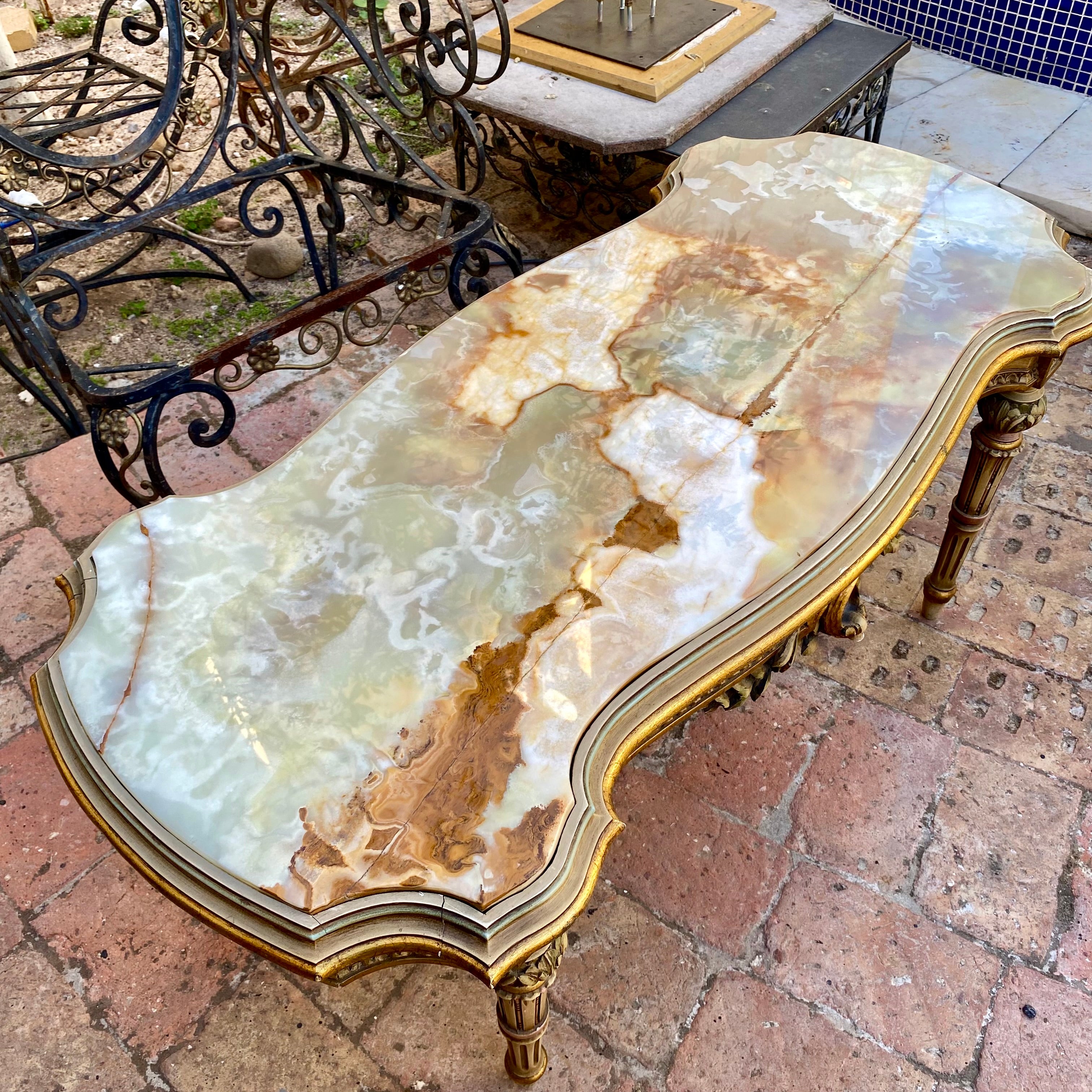 Beautiful Coffee Table With Cream Marble Top