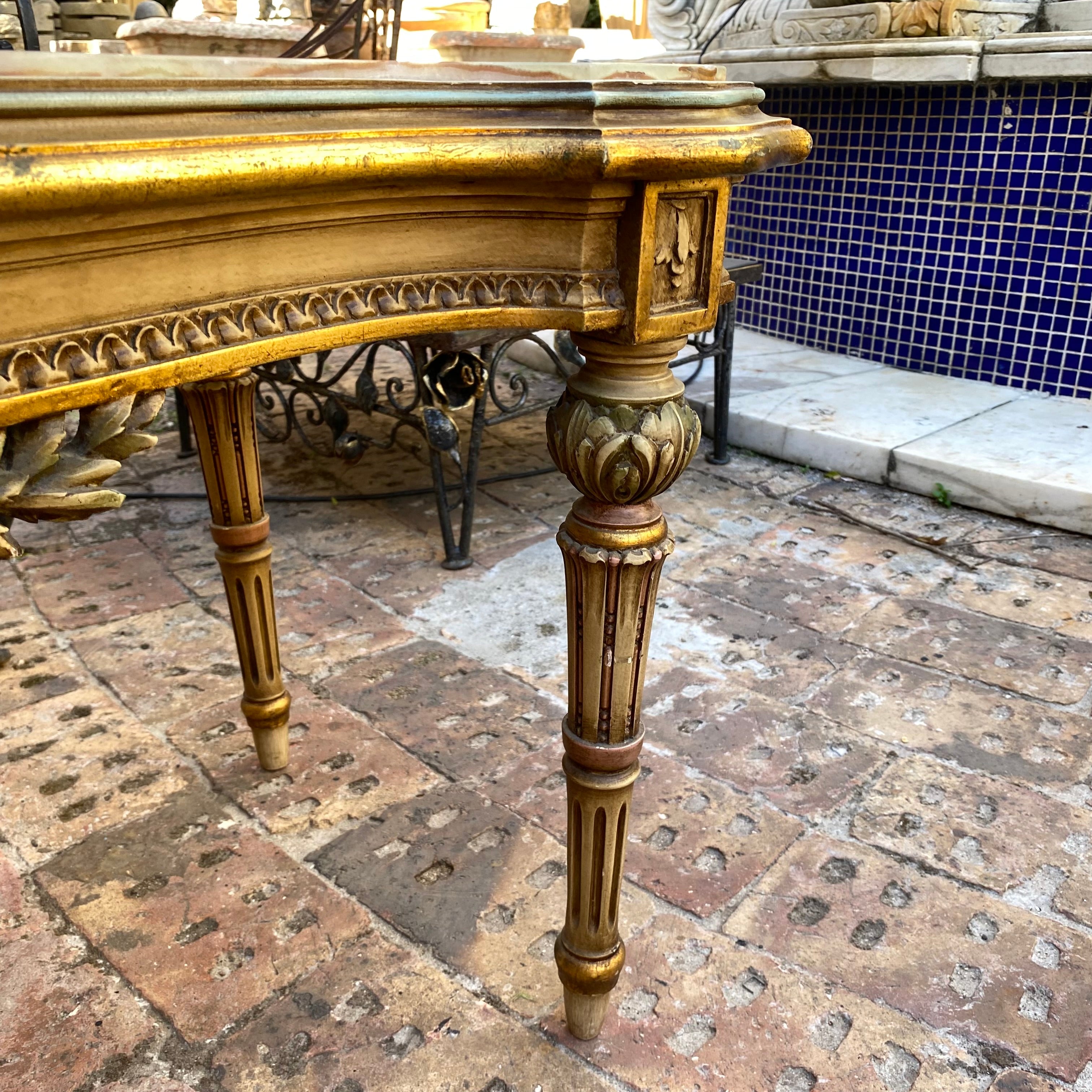 Beautiful Coffee Table With Cream Marble Top