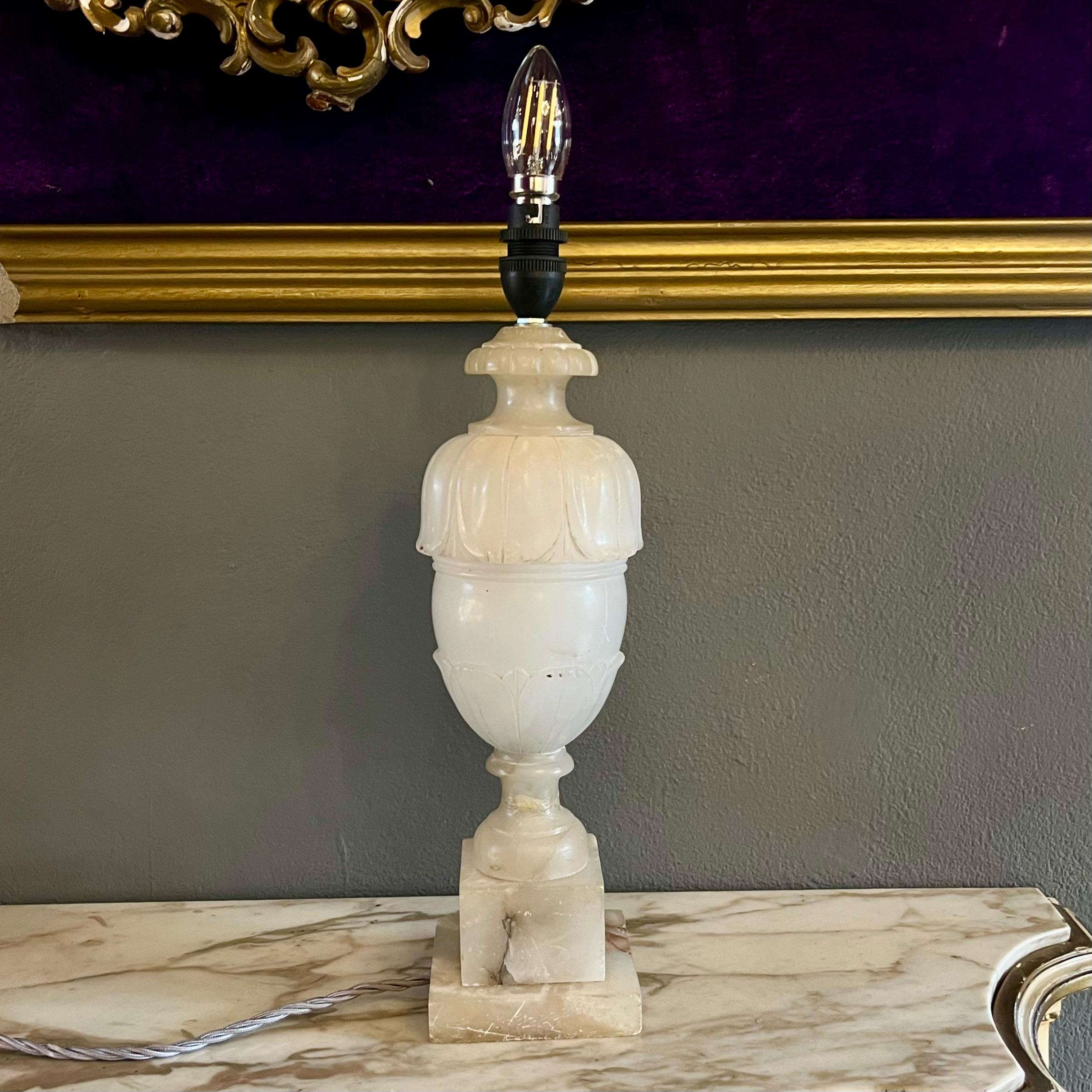 Beautiful Antique Alabaster Table Lamp